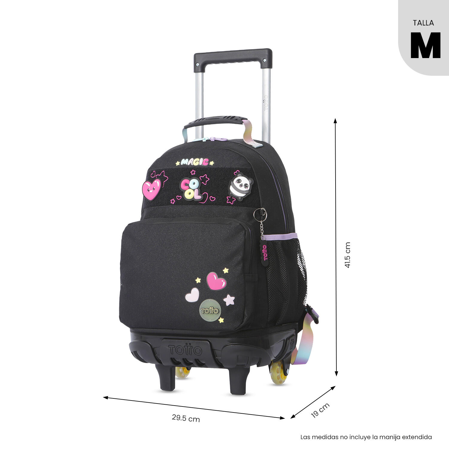 Totto Mochila infantil ruedas Glowing Black M Glowing Black Poliéster 29.5 x 41 3/5