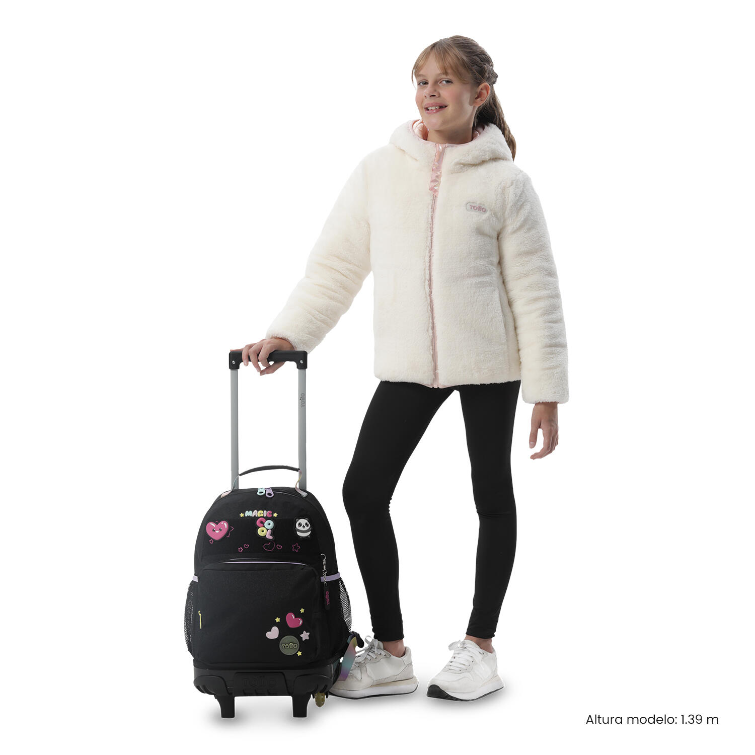 Totto Mochila infantil ruedas Glowing Black M Glowing Black Poliéster 29.5 x 41 2/5