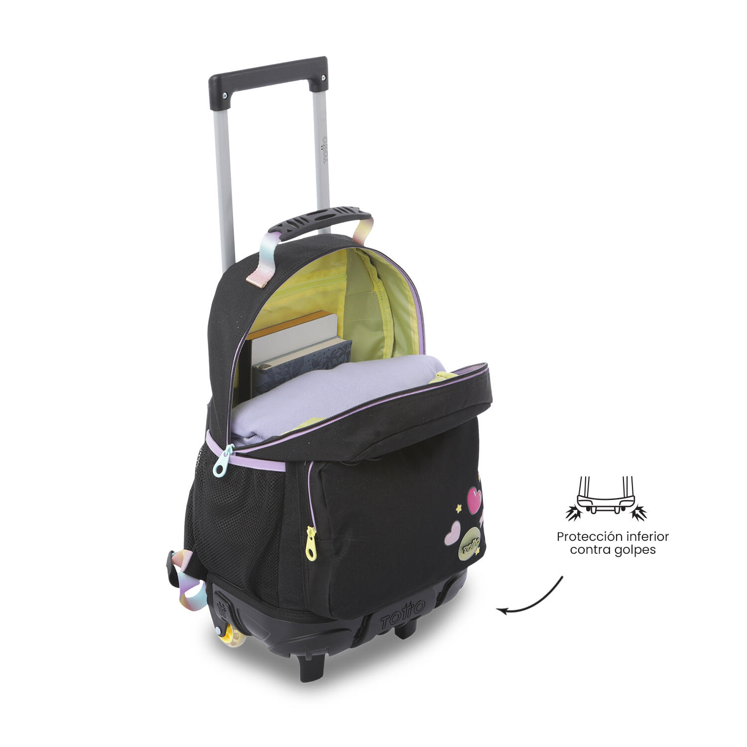 Totto Mochila infantil ruedas Glowing Black M Glowing Black Poliéster 29.5 x 41 5/5