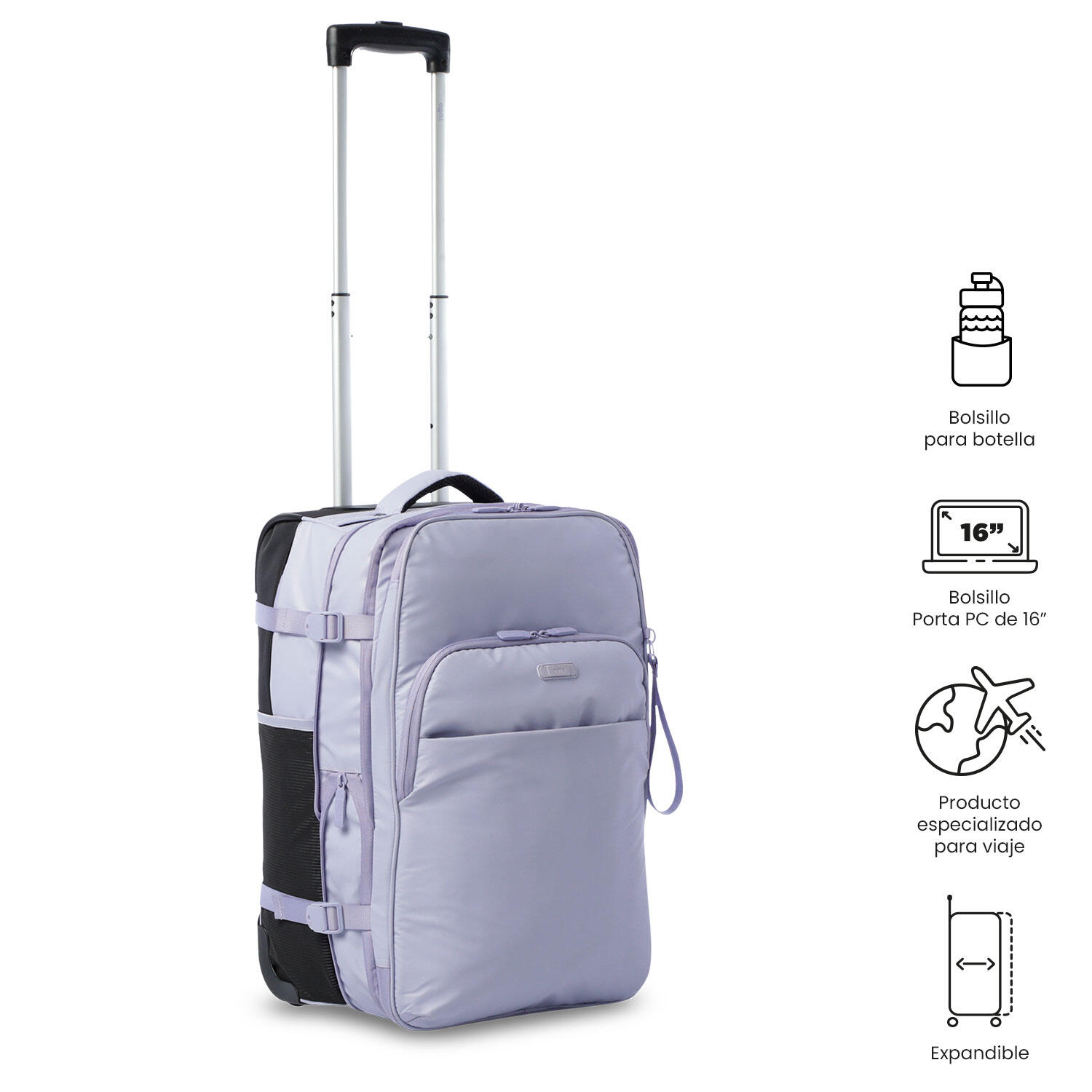 Totto Maleta de cabina Trip S1 Morado/Negro Poliéster 34 x 52.5 x 21 cm 5/5