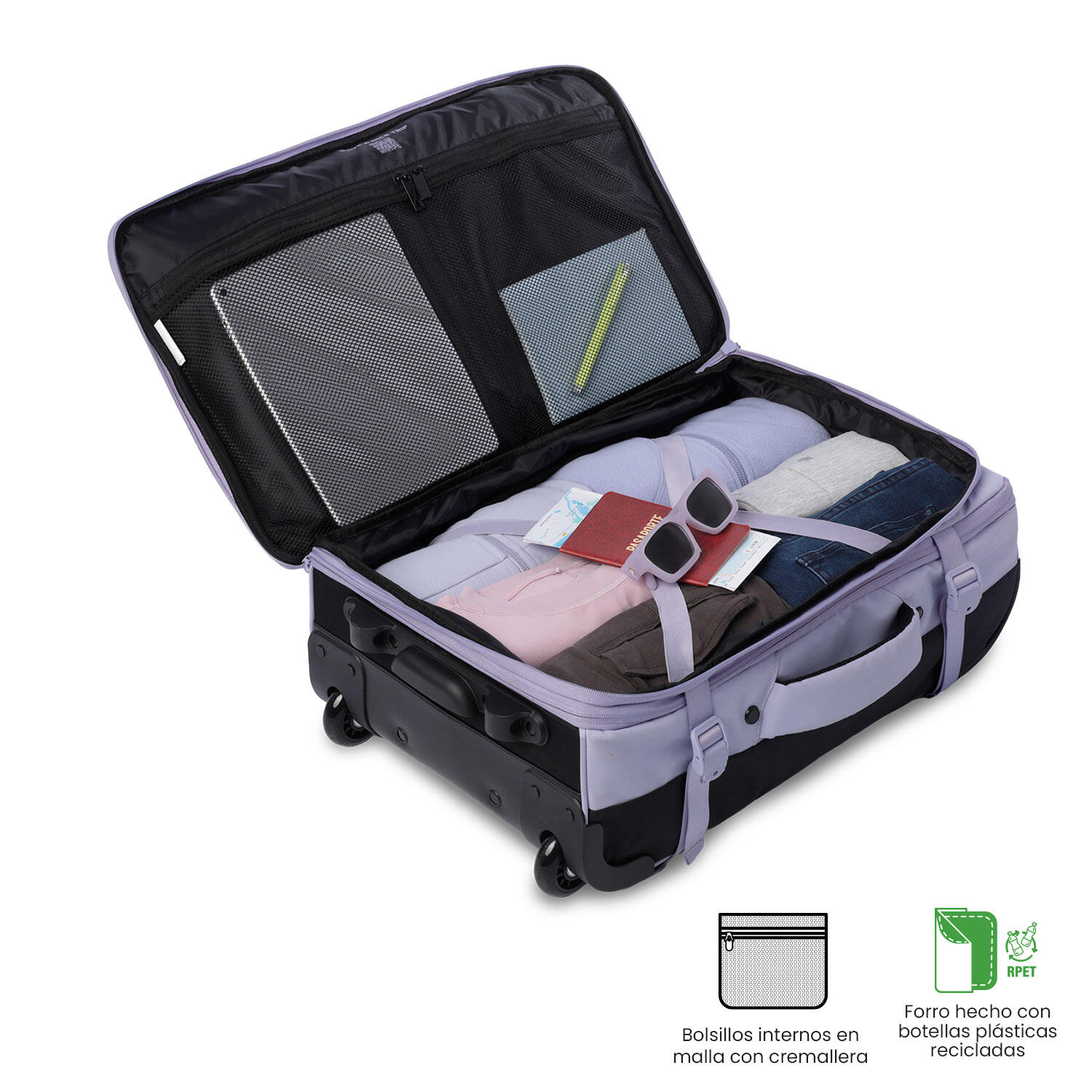 Totto Maleta de cabina Trip S1 Morado/Negro Poliéster 34 x 52.5 x 21 cm 4/5