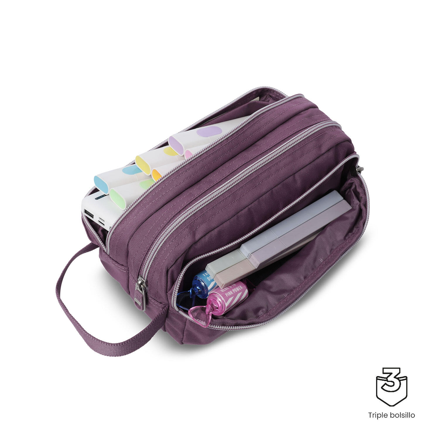 Totto Estuche Agapec Ecole Solid Grape Nectar Poliéster 23 x 11.5 x 10.5 cm 3/4