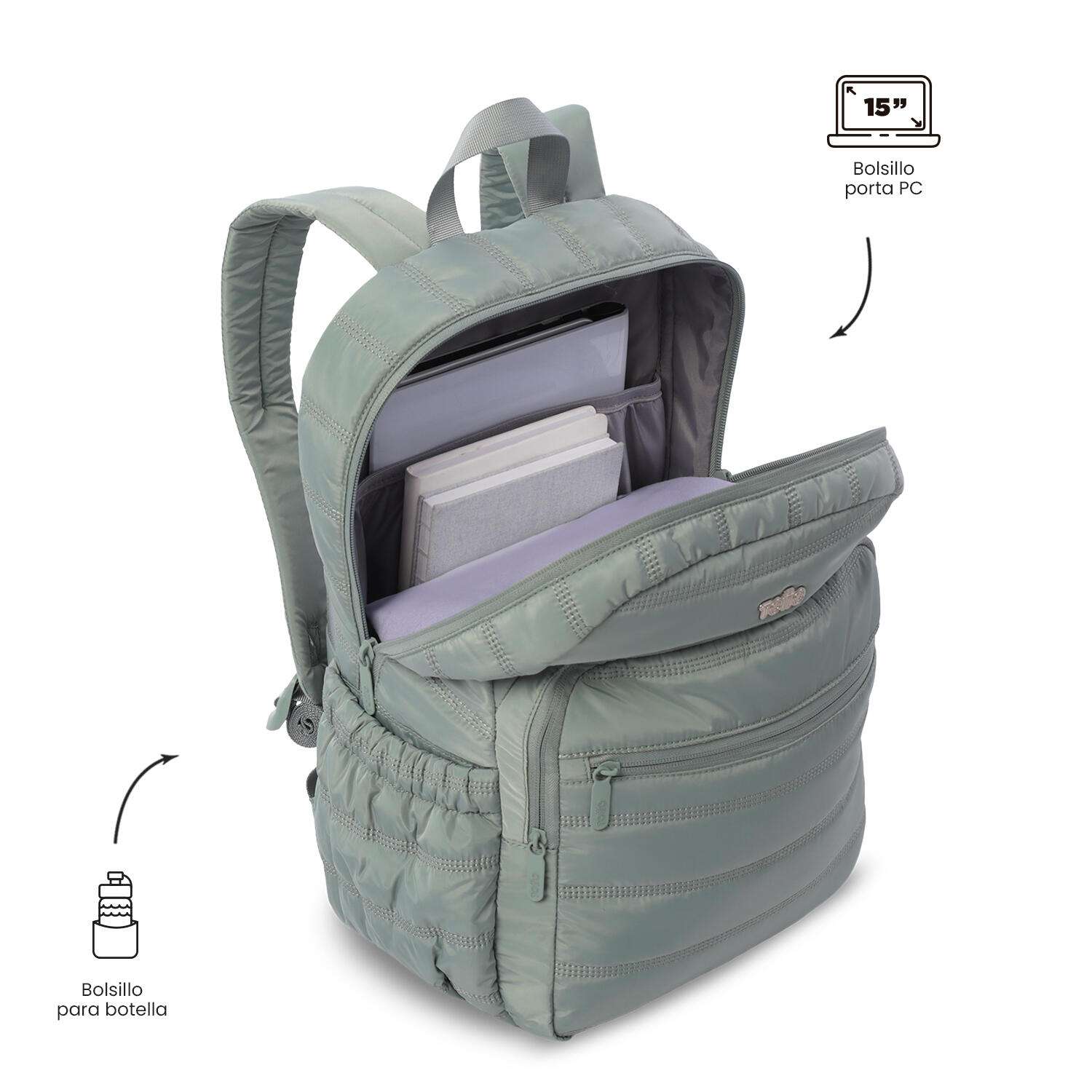 Totto Mochila urbana Moxi Green Milieu Poliéster 24.8 x 31 x 7.5 cm 5/5