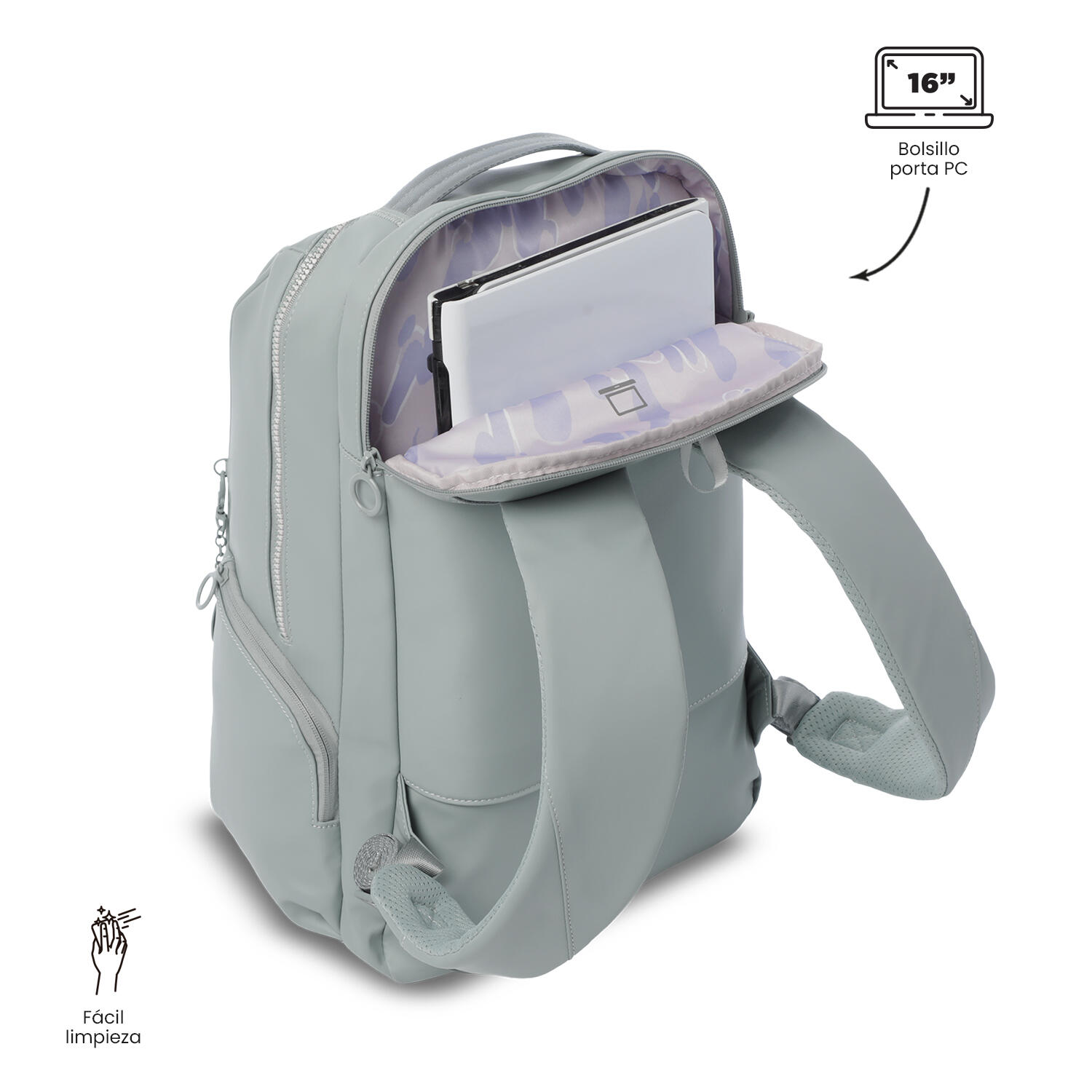 Totto Mochila ejecutiva Laila Green Milieu Poliuterano 30.5 x 46 x 18 cm 5/5