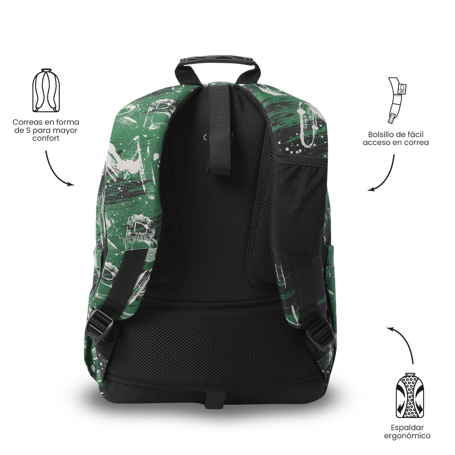Totto Mochila escolar Acuareles Grounge Poliéster 33 x 44 x 14 cm 4/5