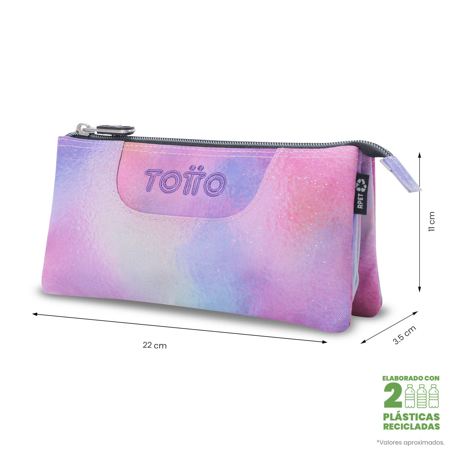 Totto Estuche escolar Tablero Glitter Bloom Poliéster 22 x 11 x 3.5 cm 2/4