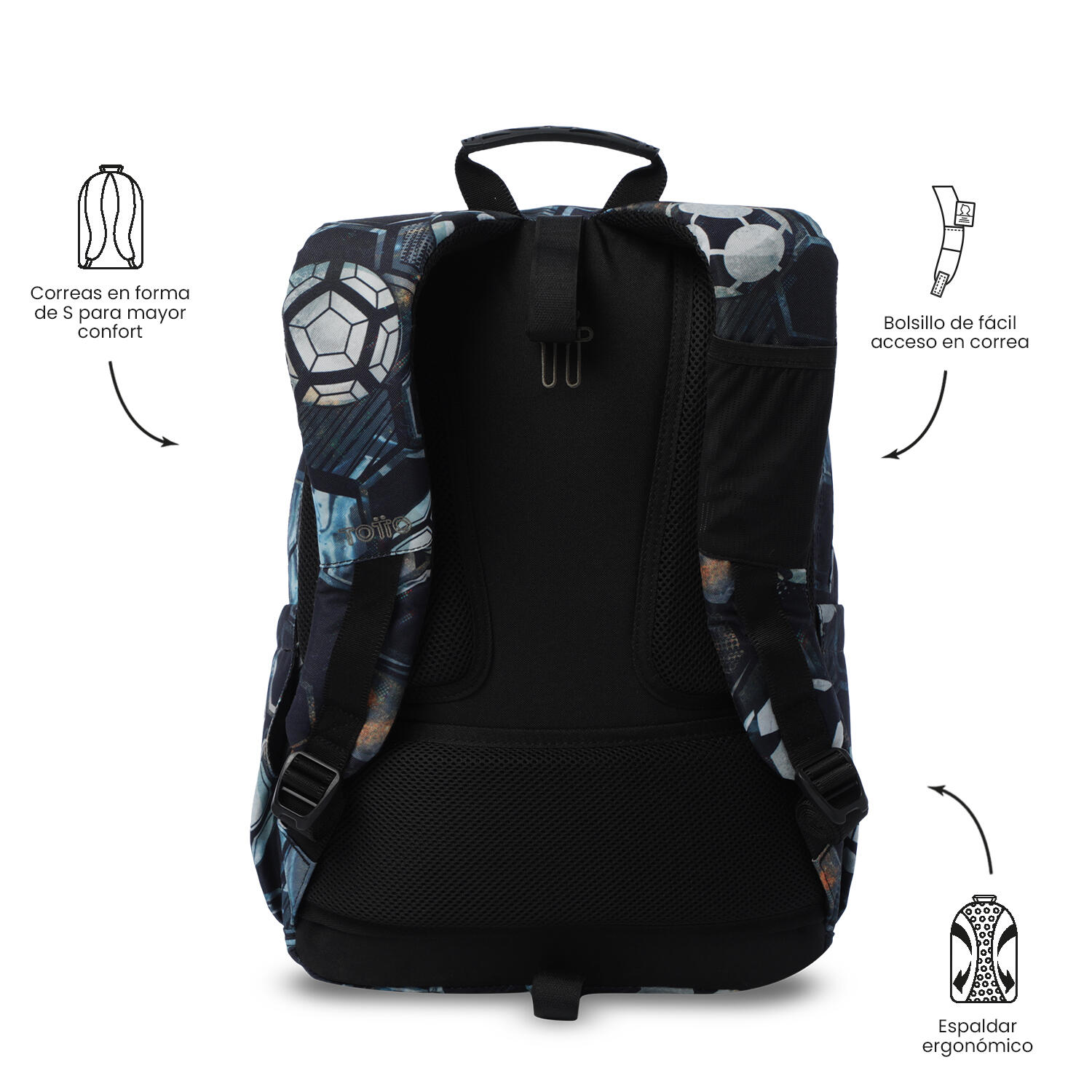 Totto Mochila escolar Acuareles Verat Soccer Poliéster 33 x 44 x 14 cm 4/5