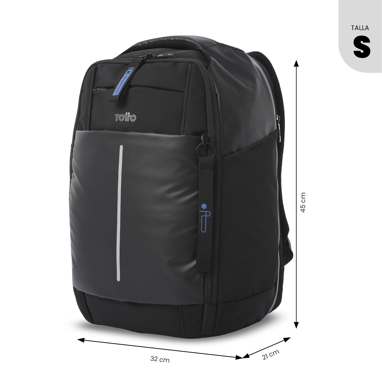 Totto Mochila viaje Access Travel Negro/Black Poliéster 31 x 45 x 12 cm 3/5