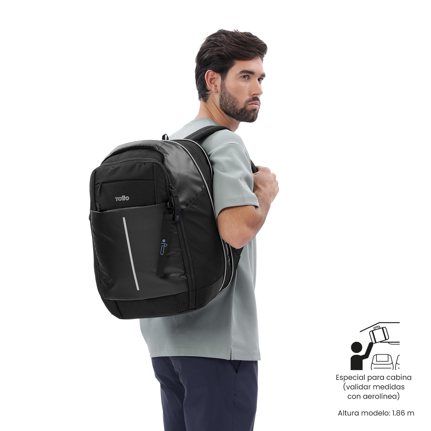 Totto Mochila viaje Access Travel Negro/Black Poliéster 31 x 45 x 12 cm 2/5