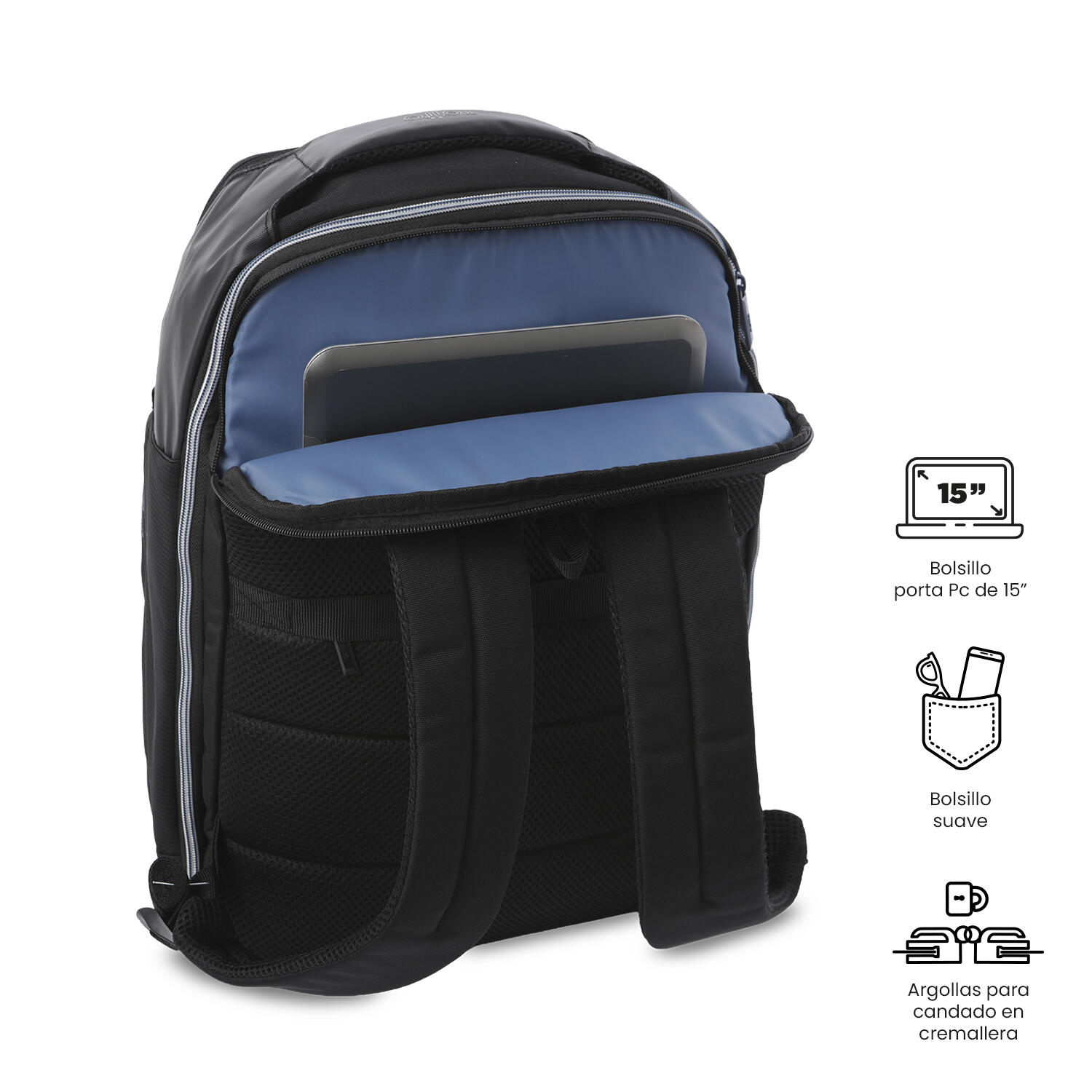 Totto Mochila viaje Access Travel Negro/Black Poliéster 31 x 45 x 12 cm 4/5