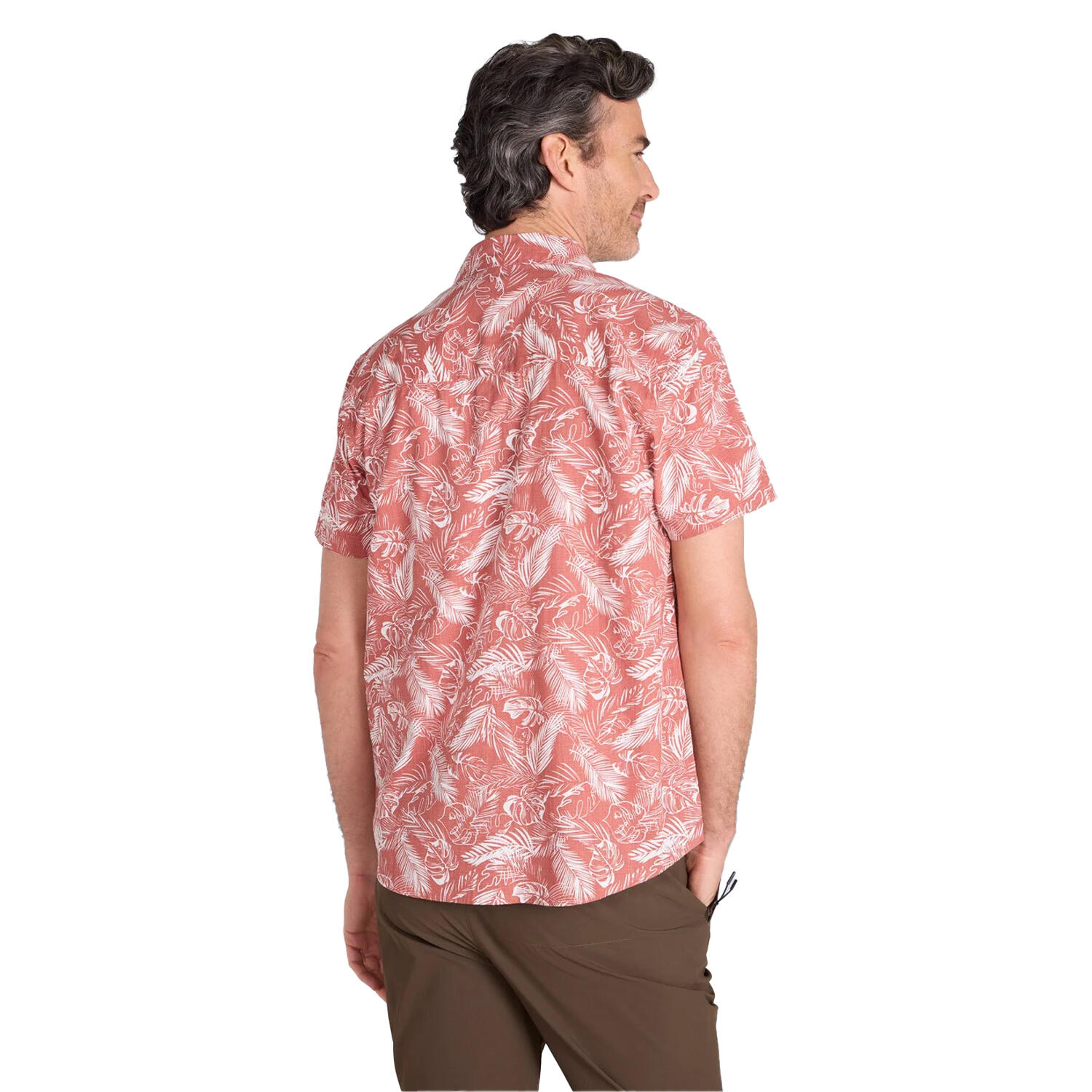 Chemise Manches Courtes Motif/style Feuilles TROPICAL Homme (Rouille) 2/4