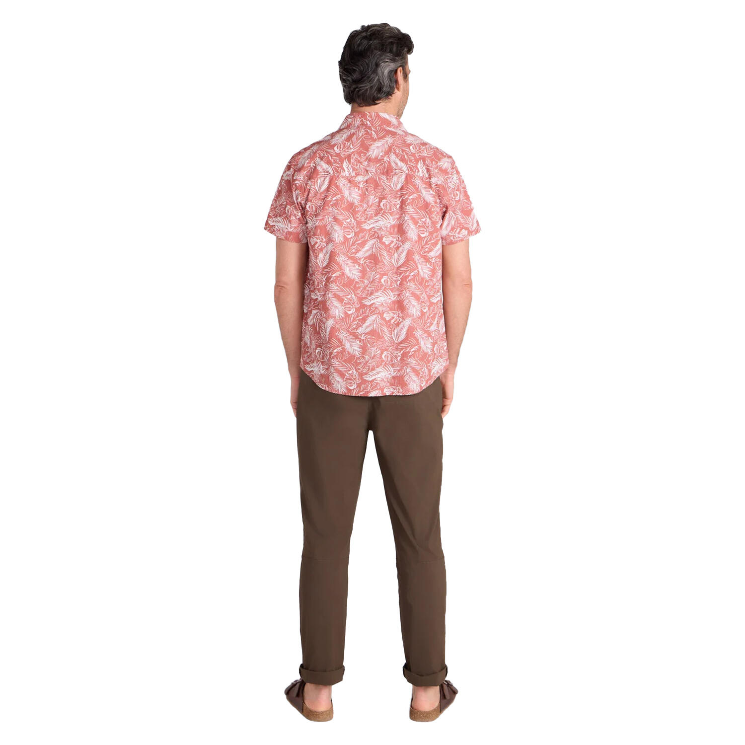 Chemise Manches Courtes Motif/style Feuilles TROPICAL Homme (Rouille) 4/4