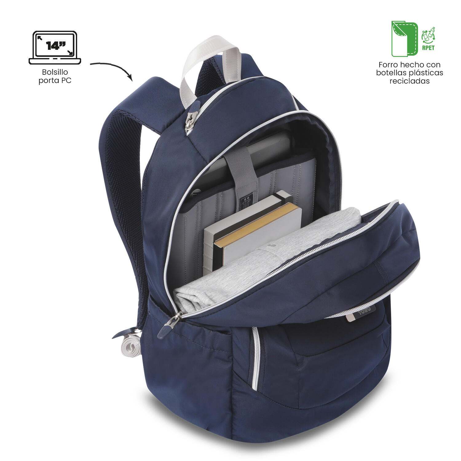 Totto Mochila urbana Goctal Twill 3.0 Salute/Alloy Poliéster 32.5 x 44 x 18 cm 5/5