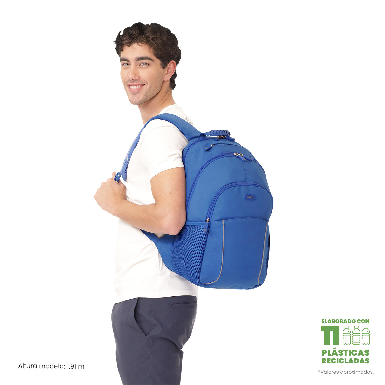 Totto Mochila urbana Cambri 2.0 Classic Blue Poliéster 30.5 x 47 x 22.5 cm 2/5