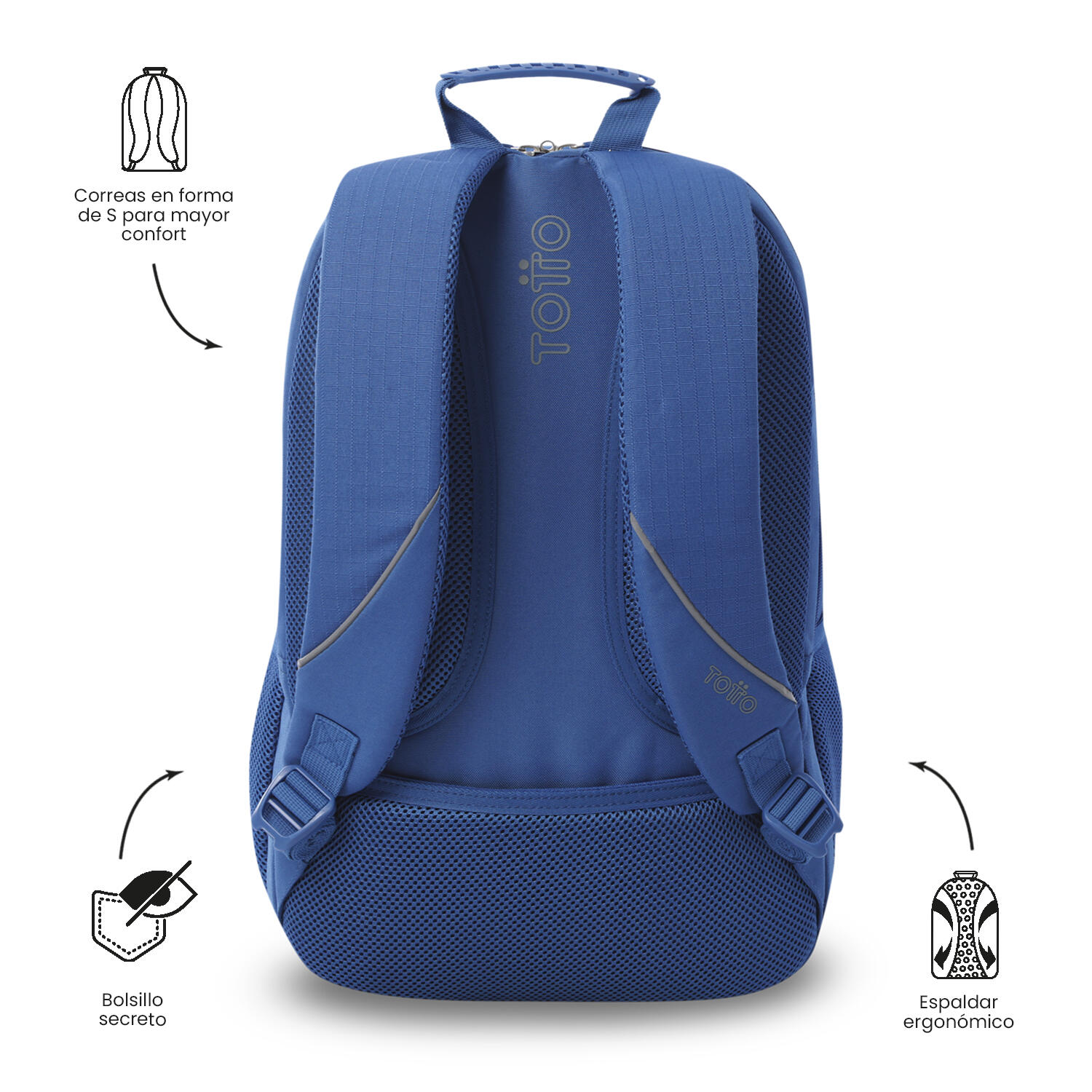 Totto Mochila urbana Cambri 2.0 Classic Blue Poliéster 30.5 x 47 x 22.5 cm 4/5