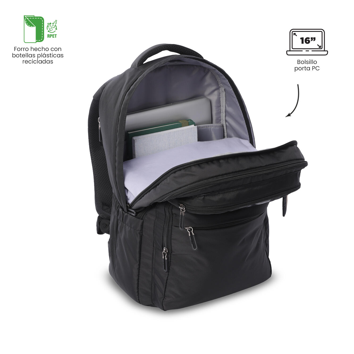 Totto Mochila urbana Suspension 2.0 Negro/Black Poliéster 32 x 46 x 15 cm 5/5