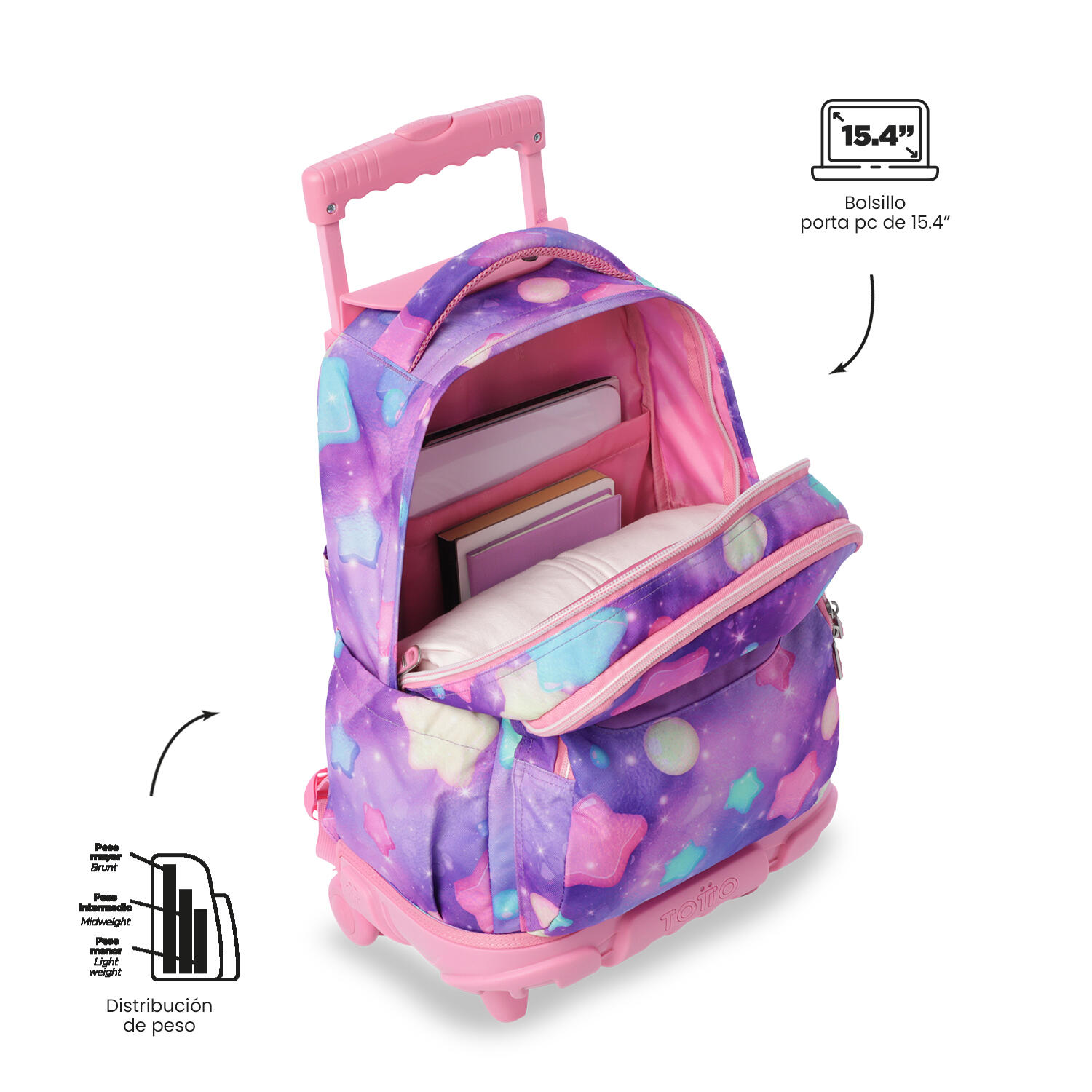 Totto Mochila escolar ruedas Renglones Ster Poliéster 32 x 45.5 x 18 cm 5/5