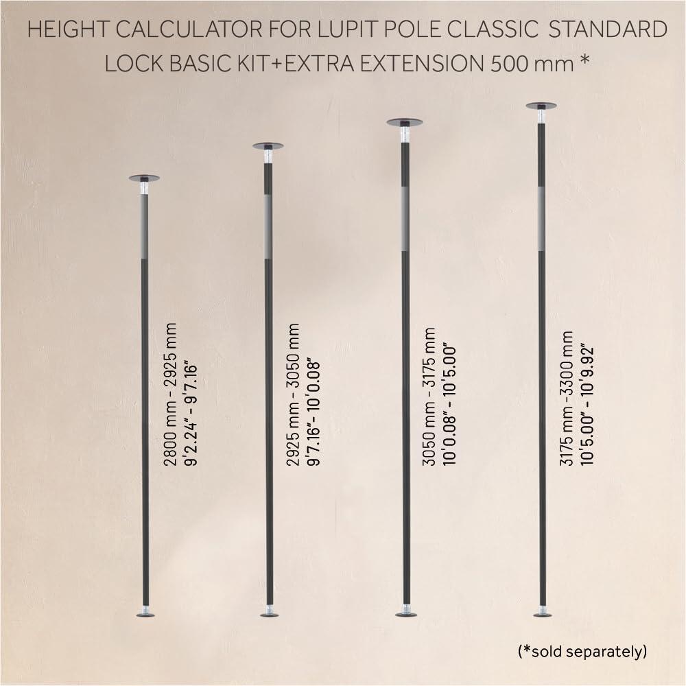 Classic G2 Standard Lock, portable barre de danse, NOIR, 45 mm 5/6
