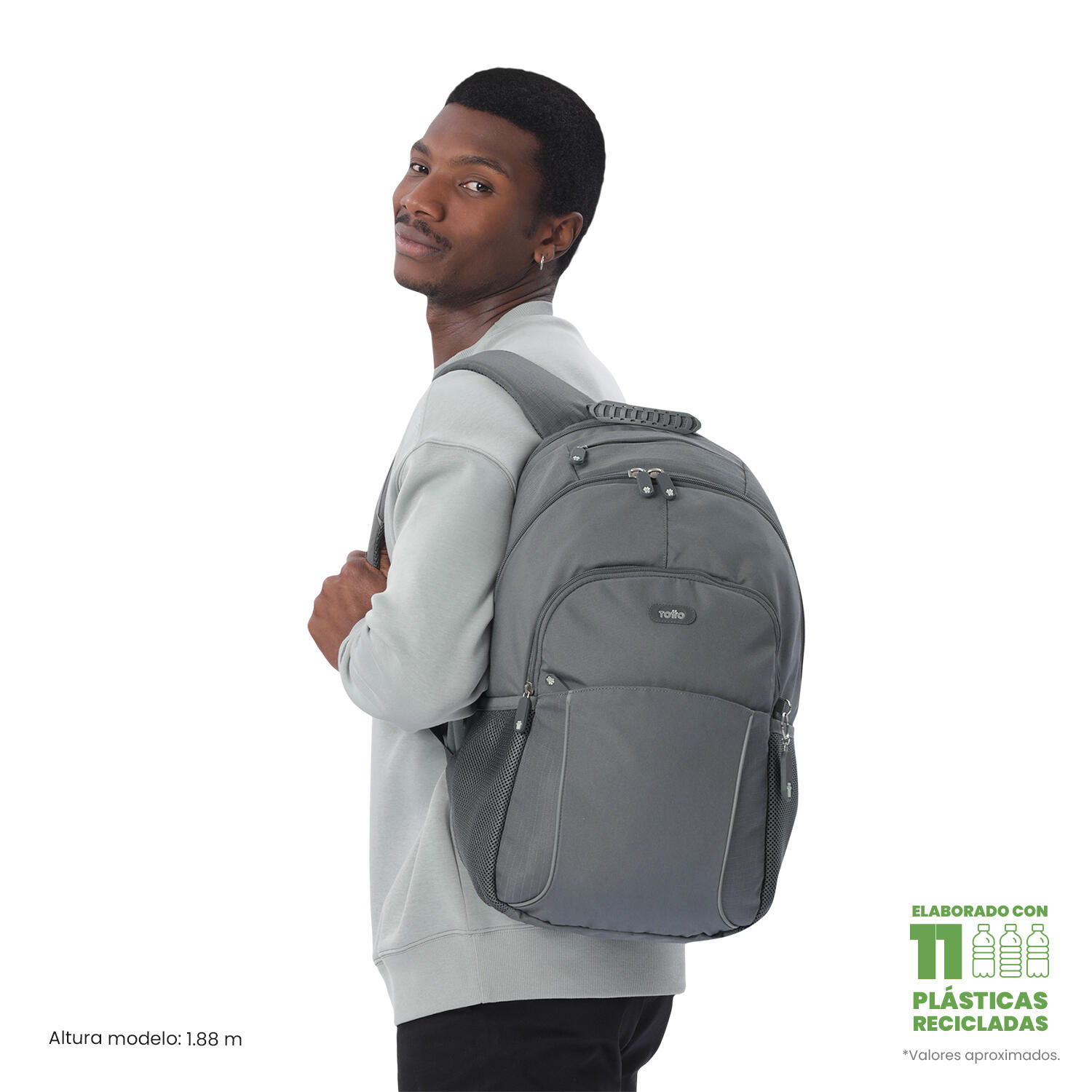 Totto Mochila urbana Cambri 2.0 Steel Gray/Dusty Aqua Poliéster 30.5 x 47 x 22. 2/5