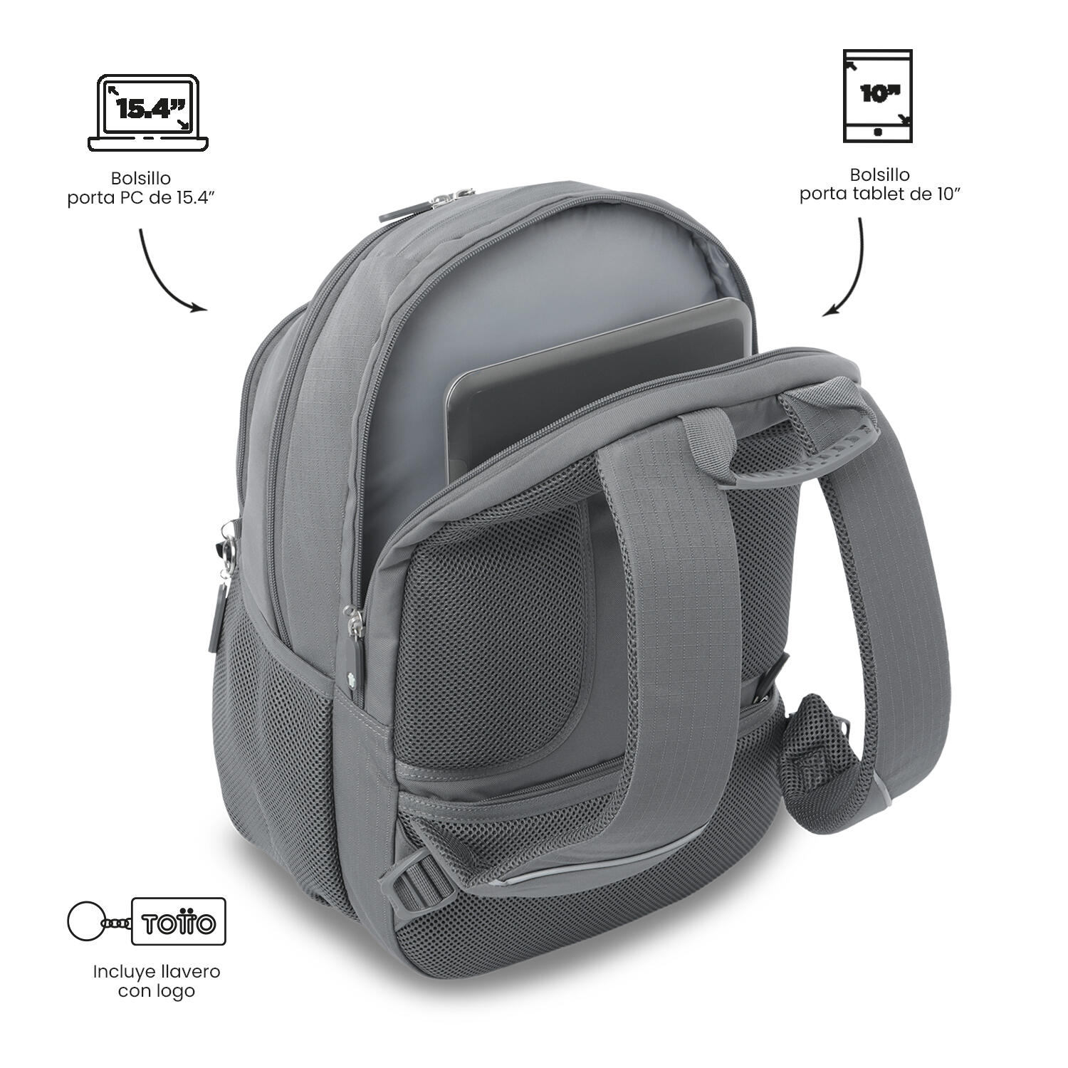 Totto Mochila urbana Cambri 2.0 Steel Gray/Dusty Aqua Poliéster 30.5 x 47 x 22. 5/5