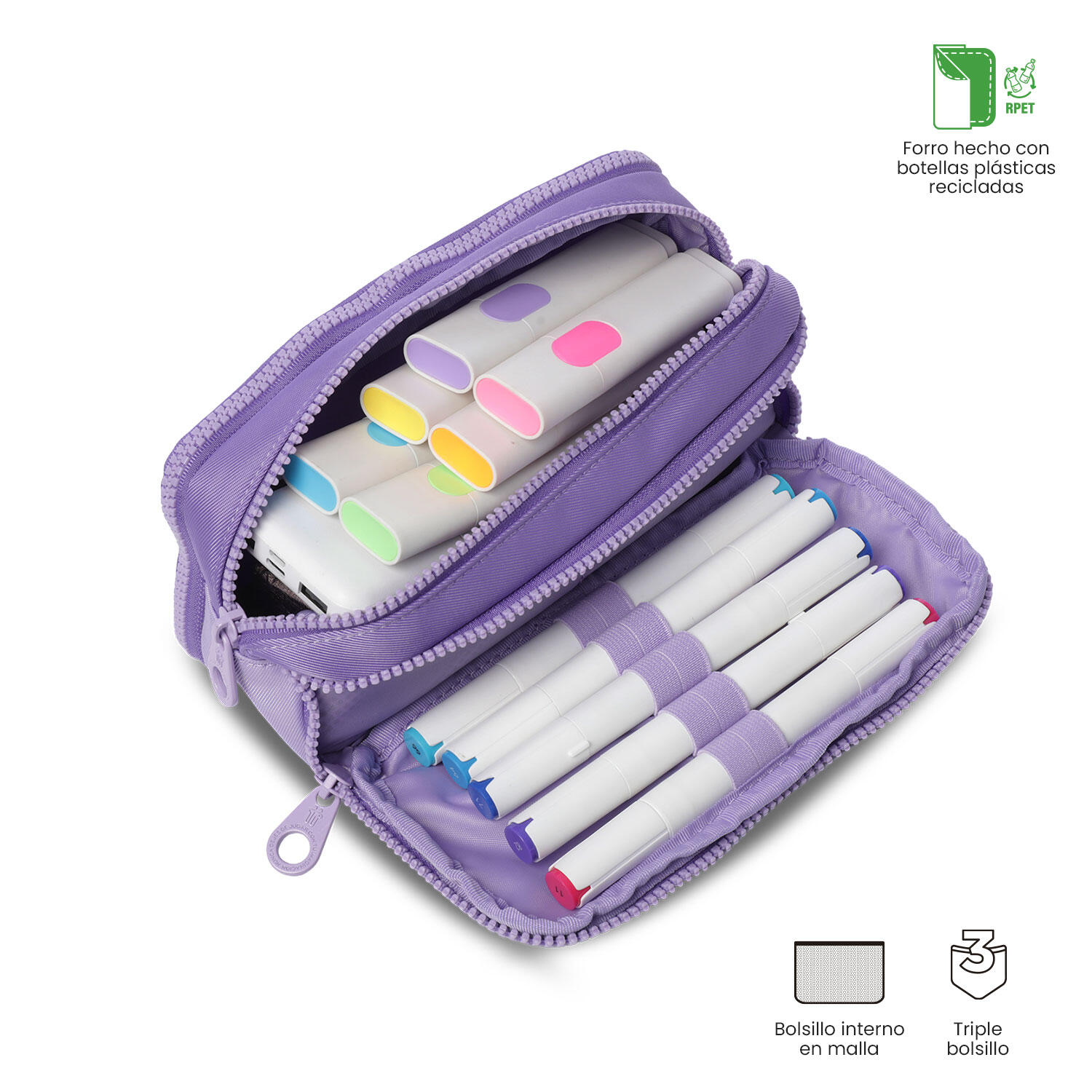 Totto Estuche infantil Cluw Morado/Morado Poliéster 20 x 10 x 8 cm 3/4