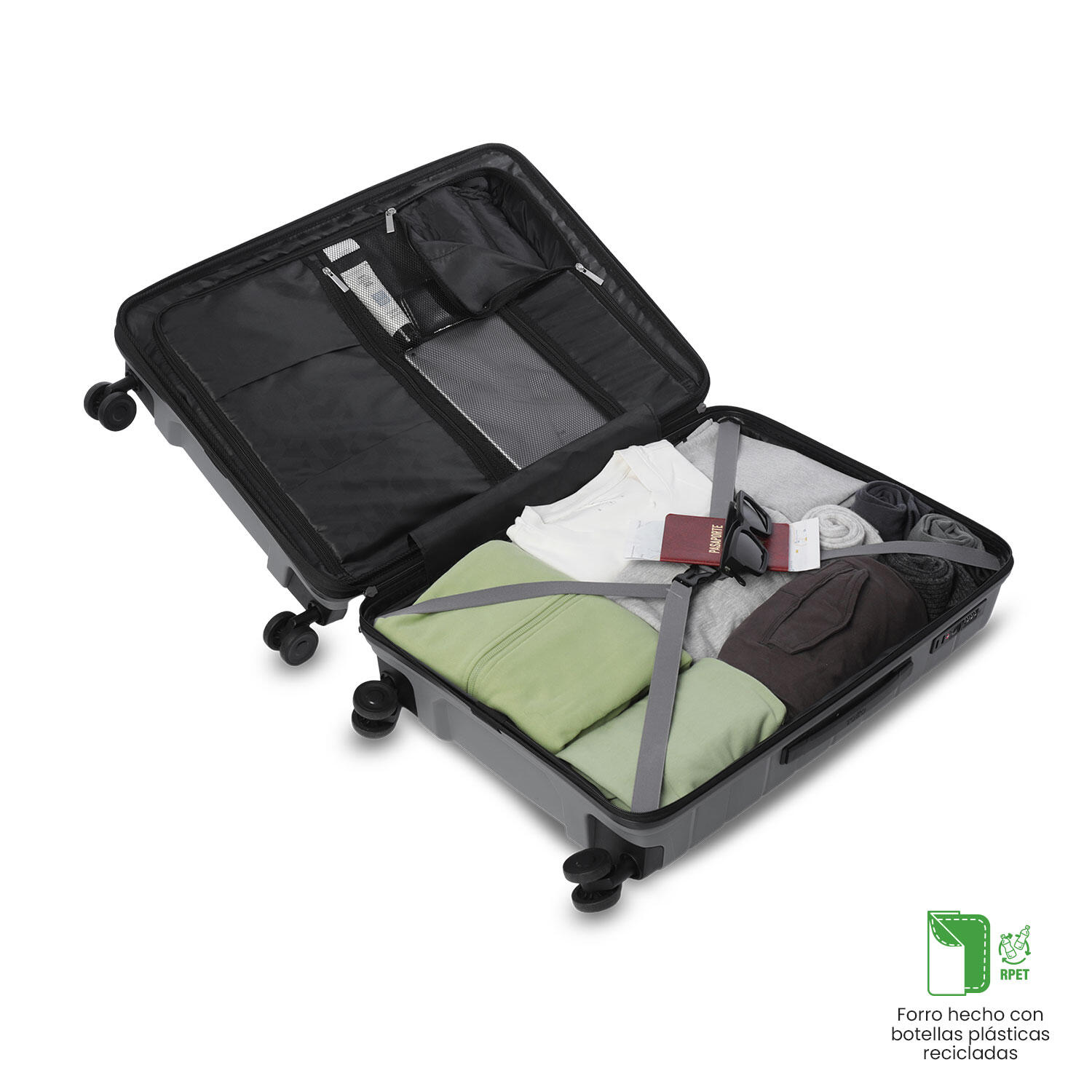 Totto Maleta mediana Glide Steel Gray Polipropileno 45.7 x 62 x 28 cm 4/5
