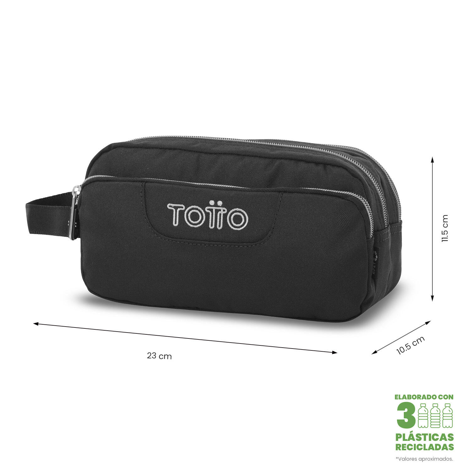 Totto Estuche Agapec Ecole Solid Negro/Black Poliéster 23 x 11.5 x 10.5 cm 2/4
