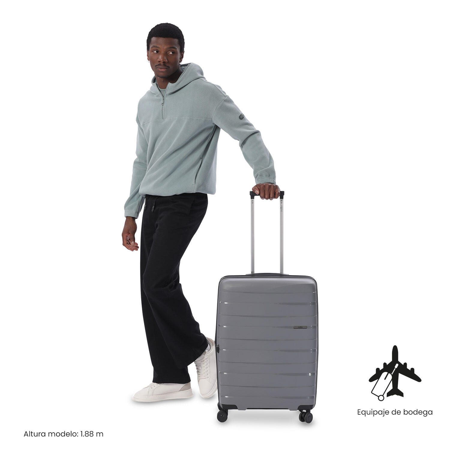 Totto Maleta mediana Glide Steel Gray Polipropileno 45.7 x 62 x 28 cm 2/5