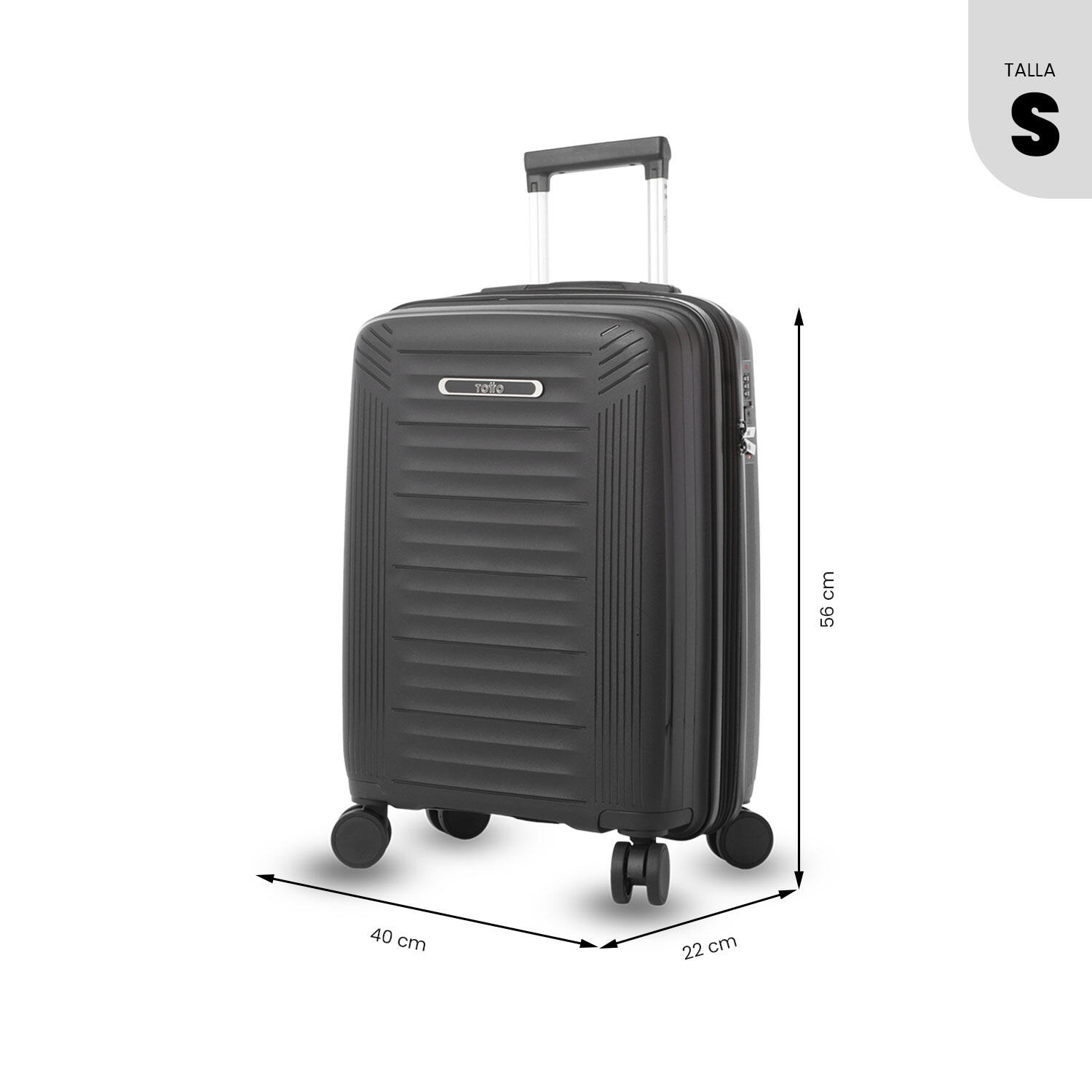 Totto Maleta de cabina Trulli S2 Negro/Black Polipropileno 35.5 x 47 x 21.5 cm 3/5