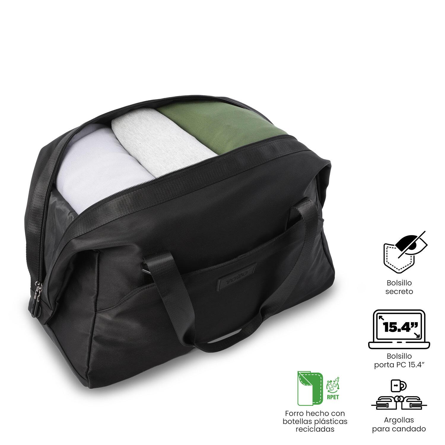 Totto Bolsa deporte Weekender 2.0 Negro/Black Poliéster 41 x 26.5 x 19 cm 5/5