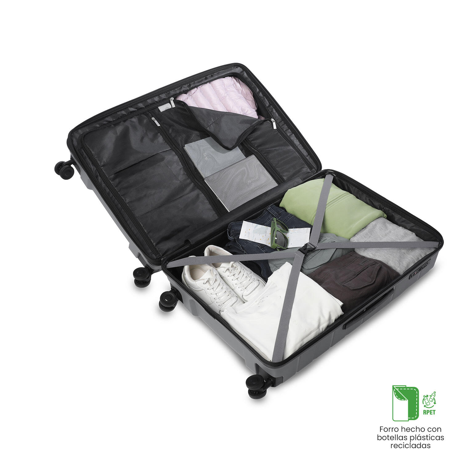 Totto Maleta grande Glide Steel Gray Polipropileno 52.5 x 72.1 x 32.6 cm 4/5
