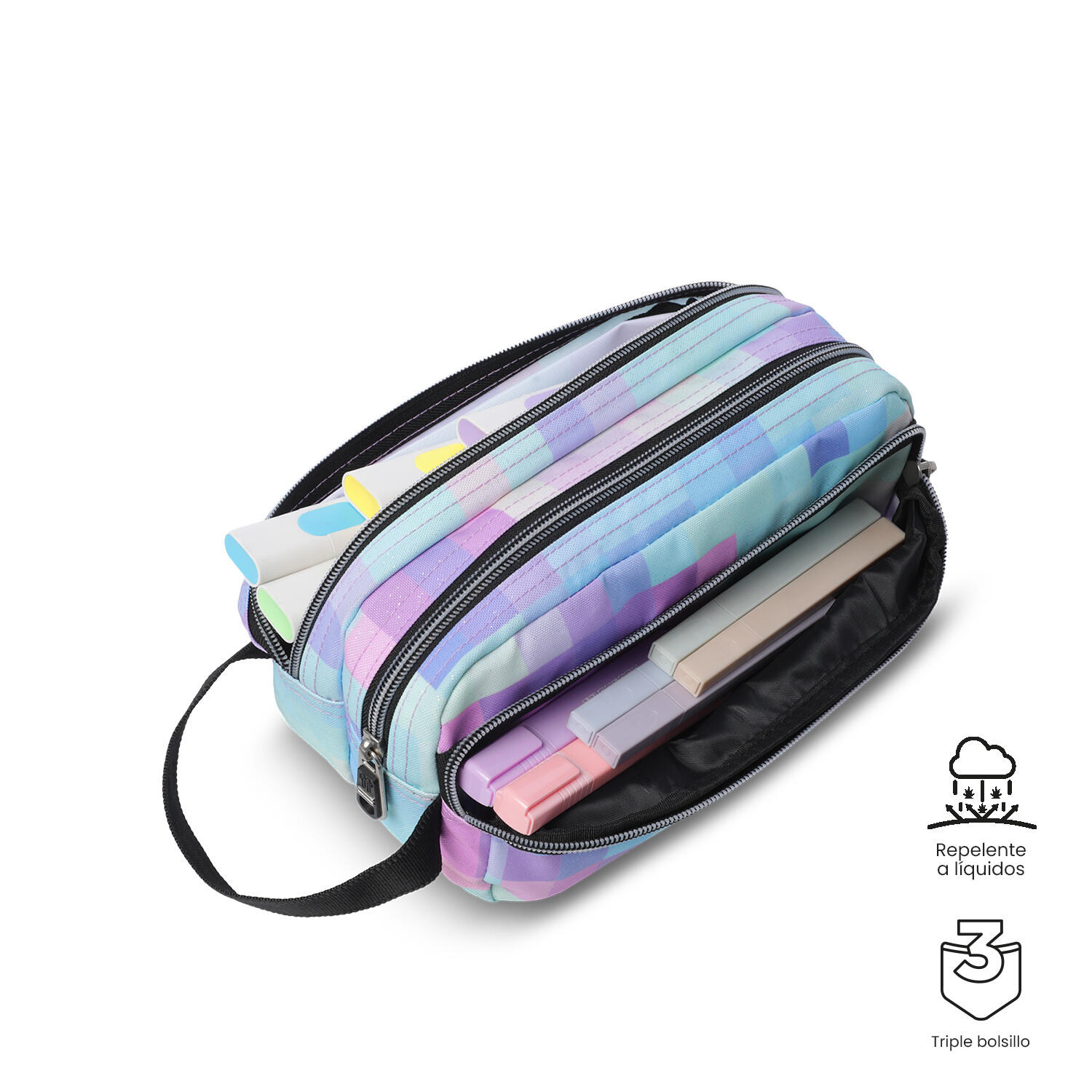 Totto Estuche escolar Agapec Glitter Pixelly Poliéster 23 x 11.5 x 10.5 cm 3/4