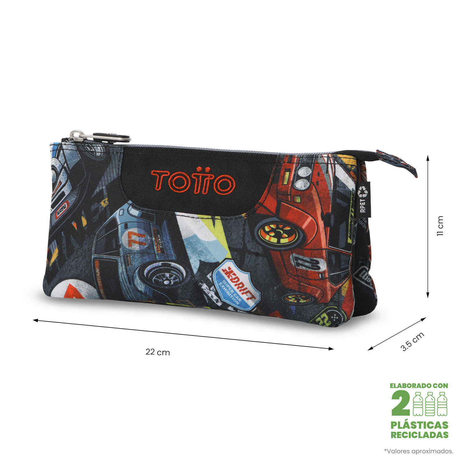 Totto Estuche escolar Tablero Rally Red Poliéster 22 x 11 x 3.5 cm 2/4