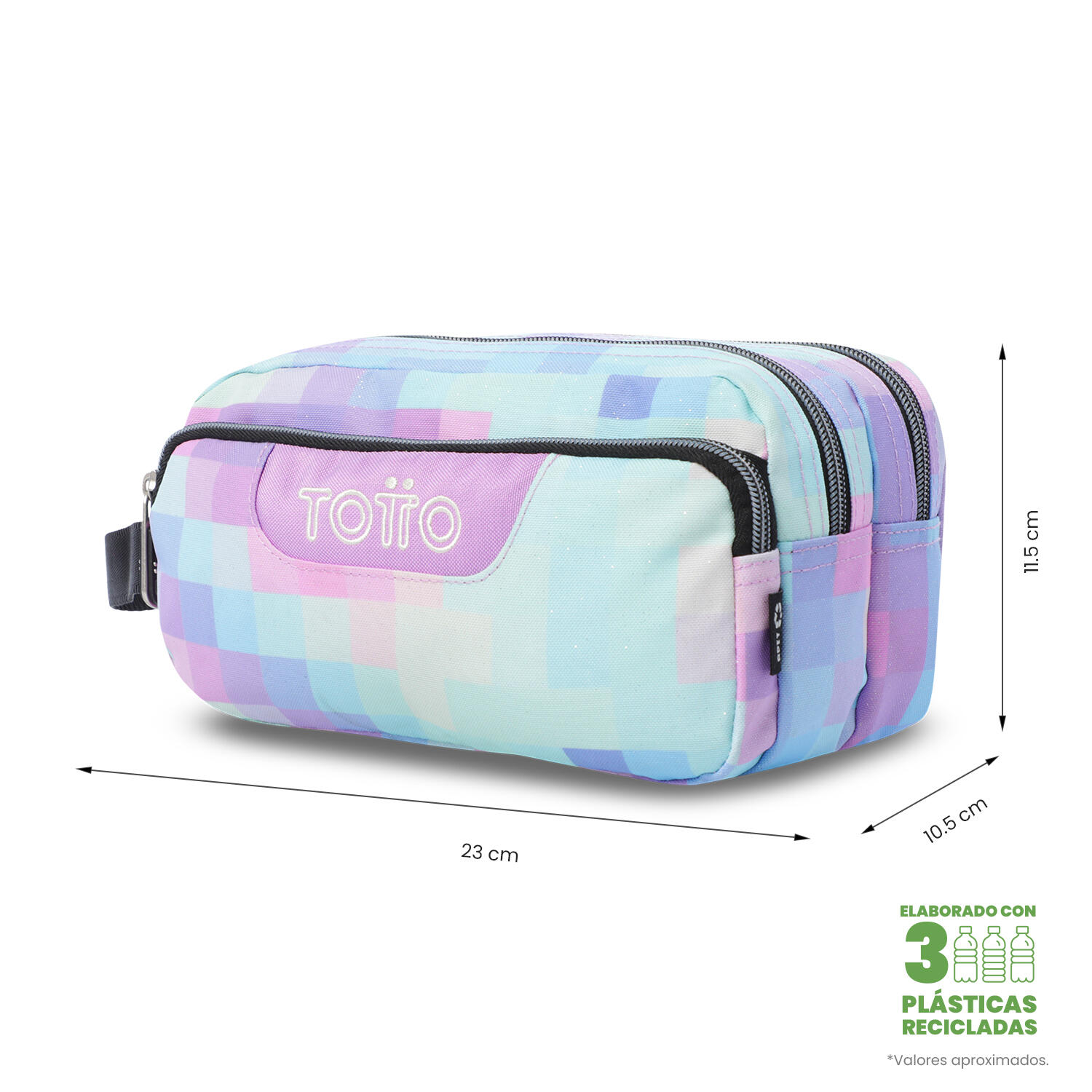 Totto Estuche escolar Agapec Glitter Pixelly Poliéster 23 x 11.5 x 10.5 cm 2/4