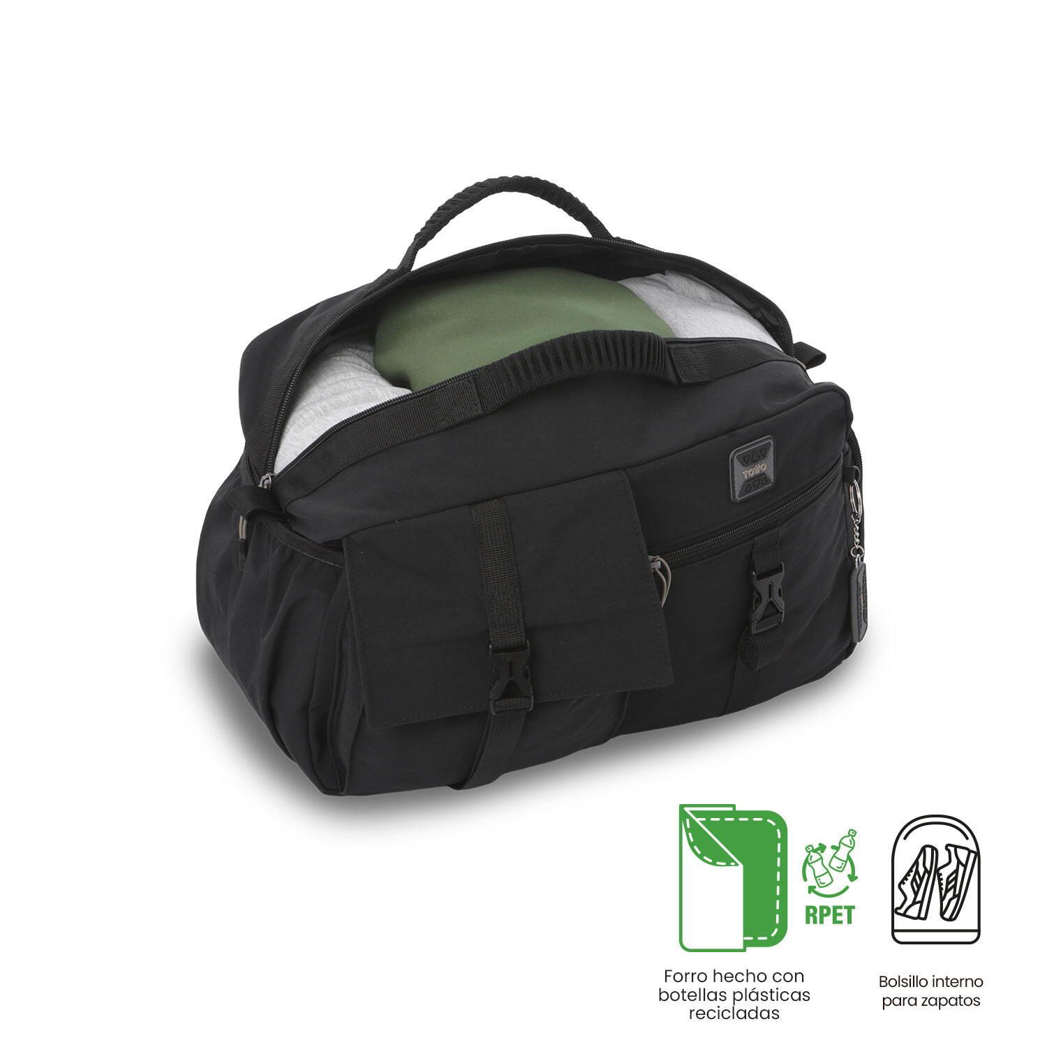 Totto Bolsa deporte Spa Negro/Dune Poliamida 38.5 x 24 x 19.5 cm 4/5