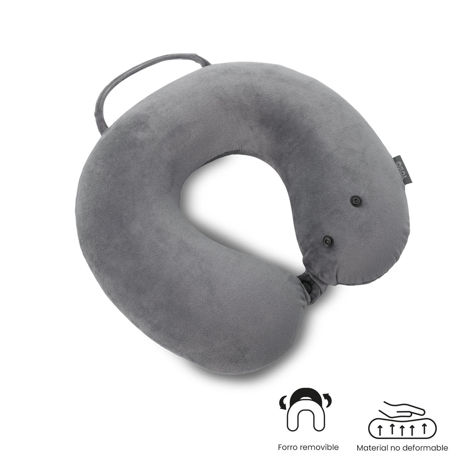 Totto Almohada viaje Jet Pillow Steel Gray Poliéster 32.5 x 10 x 29 cm 3/4