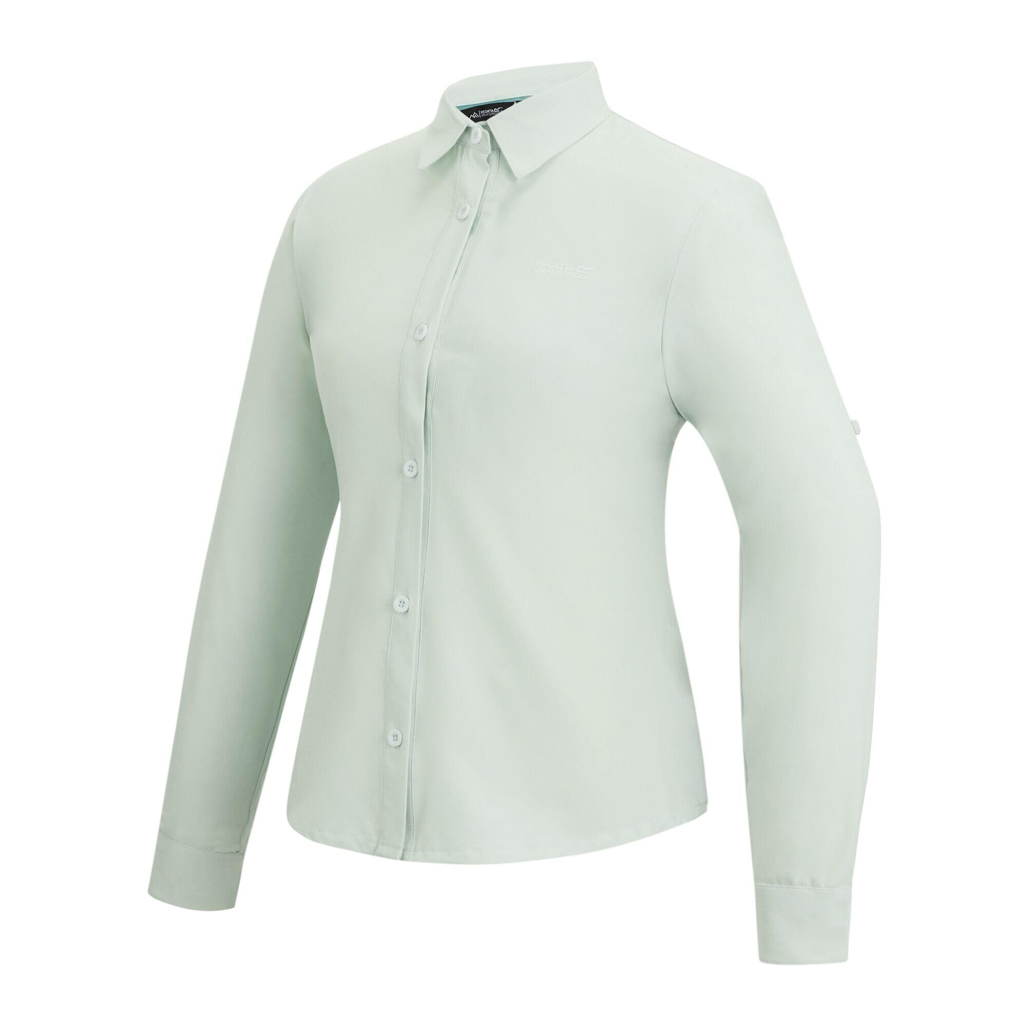 Chemisier Uni Manches Longues TRAVEL LIGHT Femme (Turquoise Pâle) 3/5