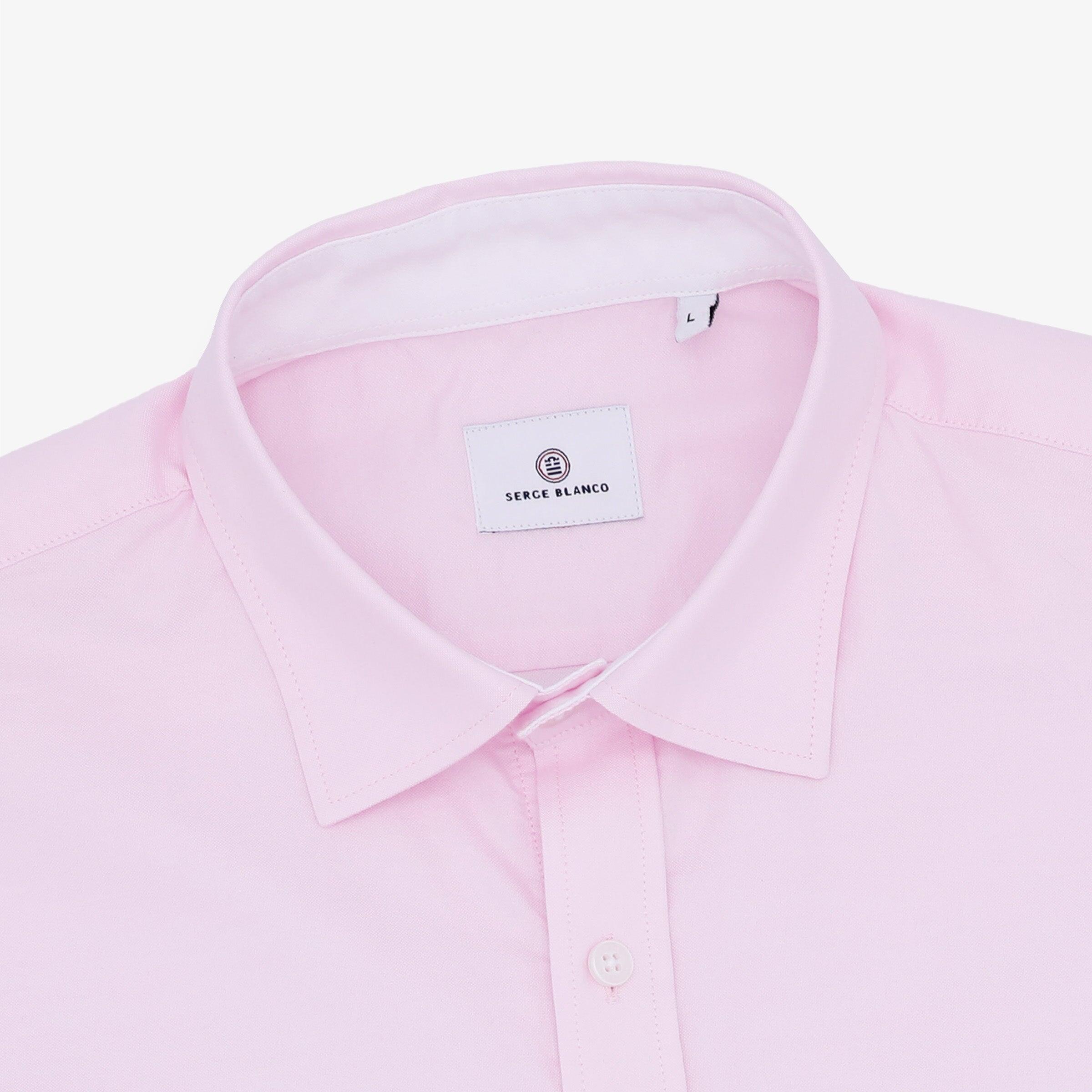 Camisa de manga corta de tejido Oxford rosa con estampado 4/4