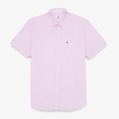 Roze oxford-overhemd met korte mouwen en print
