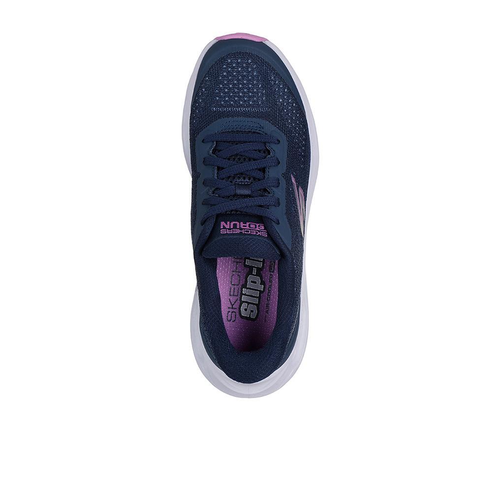 Tênis Azuis Skechers Max Cushioning Feminino Deslizante 3/4