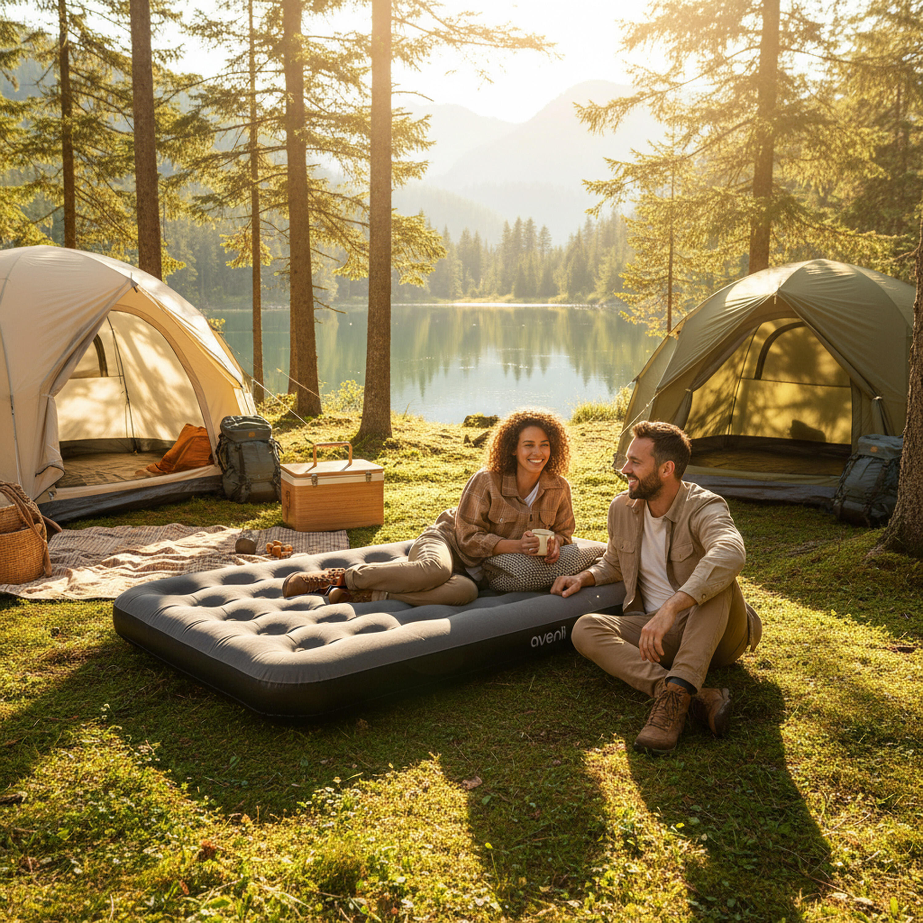 Luftmatratze Camping 2 Personen 191x137x22cm Luftbett Campingmatratze 2/7