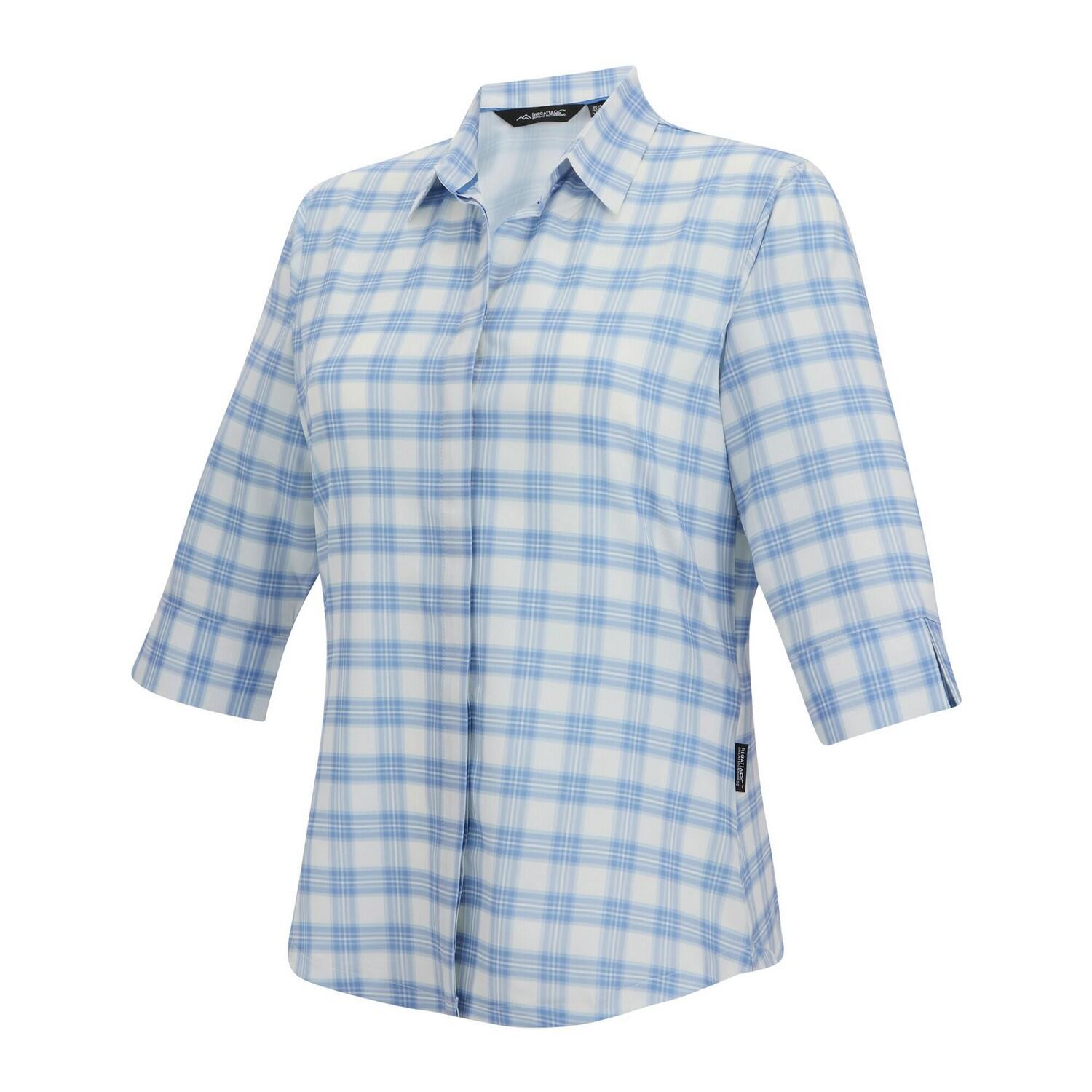 Chemisier Manches ¾ Motif/style À Carreaux KERALIN Femme (Bleu Clair À Carreaux) 3/5