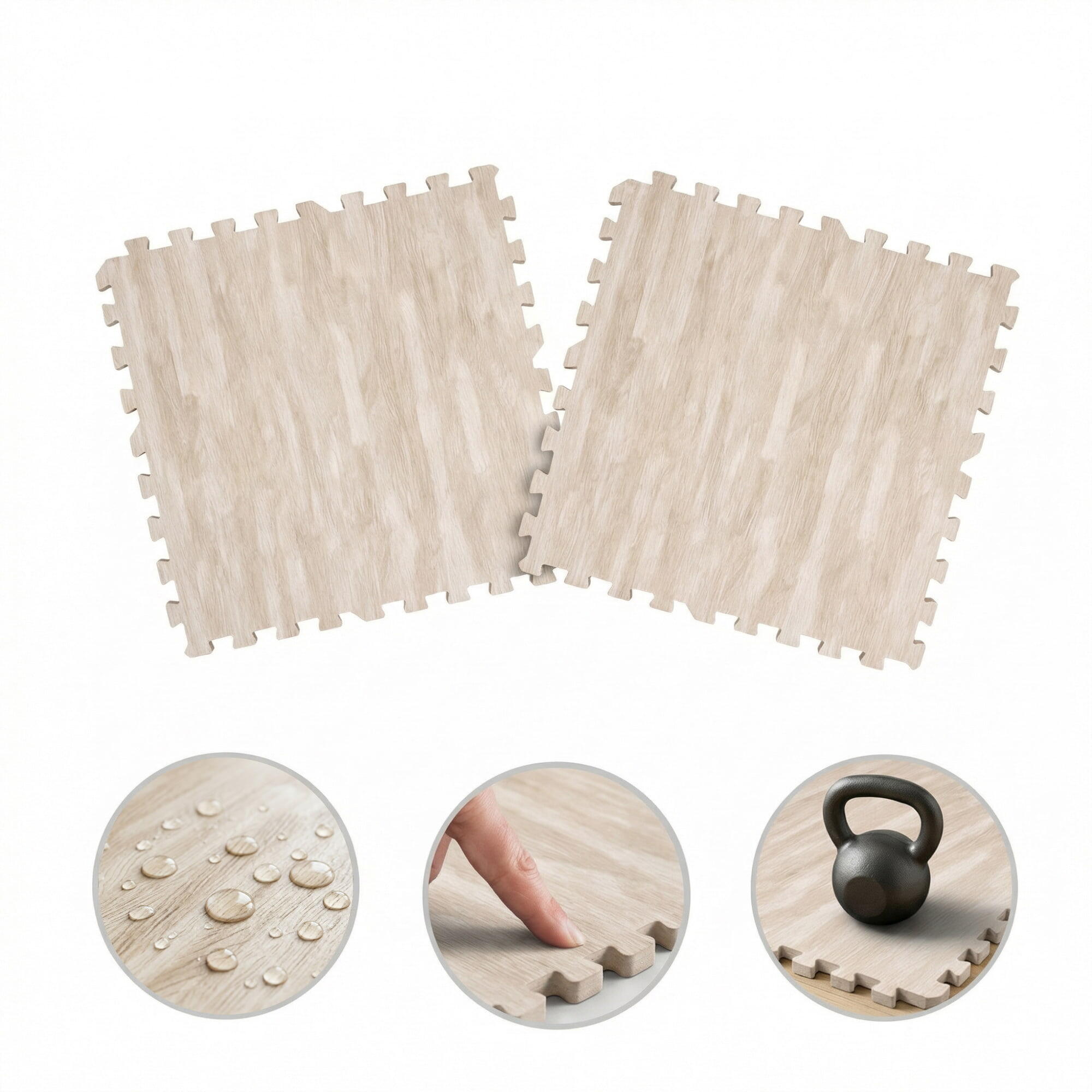 X-star 4pc foam mat 60x60cm-beige wood 2/7