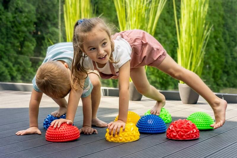 Enfant Fitness Demi-sphère Sensorielle 2 pcs Antidérapant Bleu/Rouge 2/4