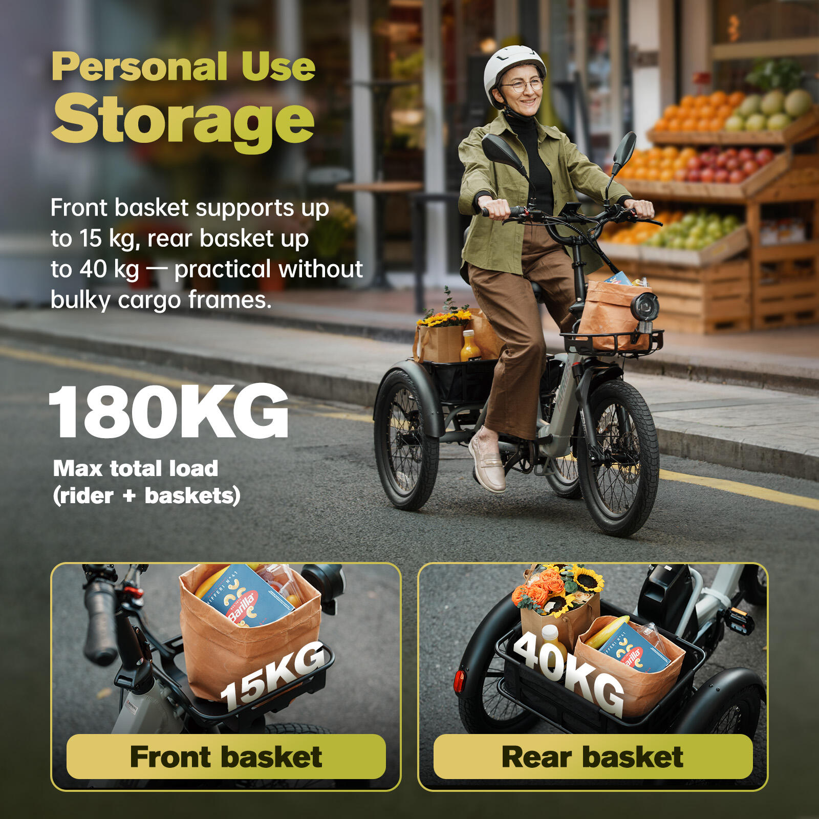 Triciclo elettrico FAFREES F20 Mate II, batteria da 48V 21Ah 6/7