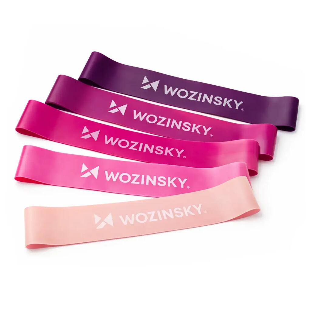 wozinsky gumy do ćwiczeń zestaw gum 5 szt - tpe różowe