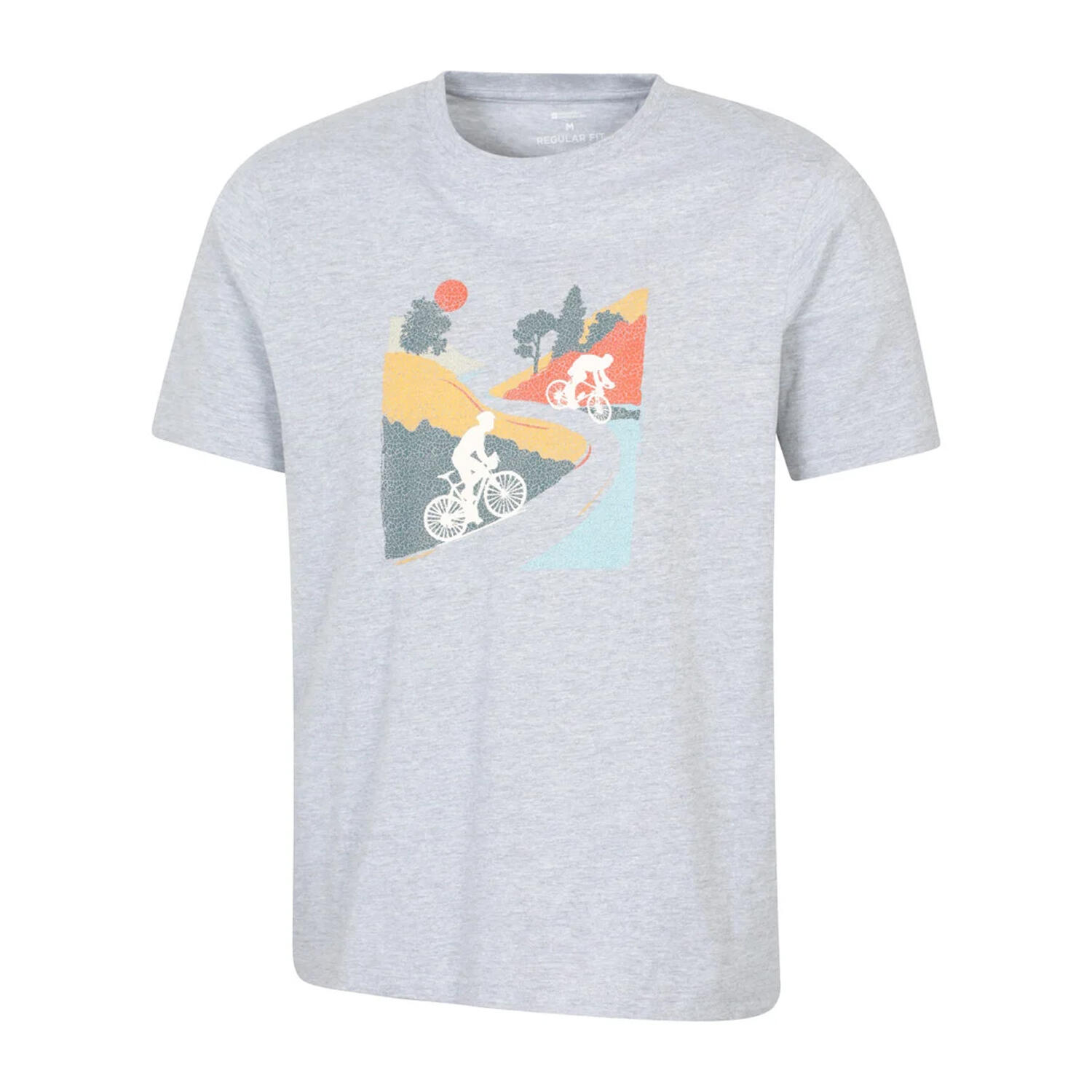 Tshirt Manches Courtes En Coton Bio Motif/style VTT Adulte (Gris Imprimé) 3/3