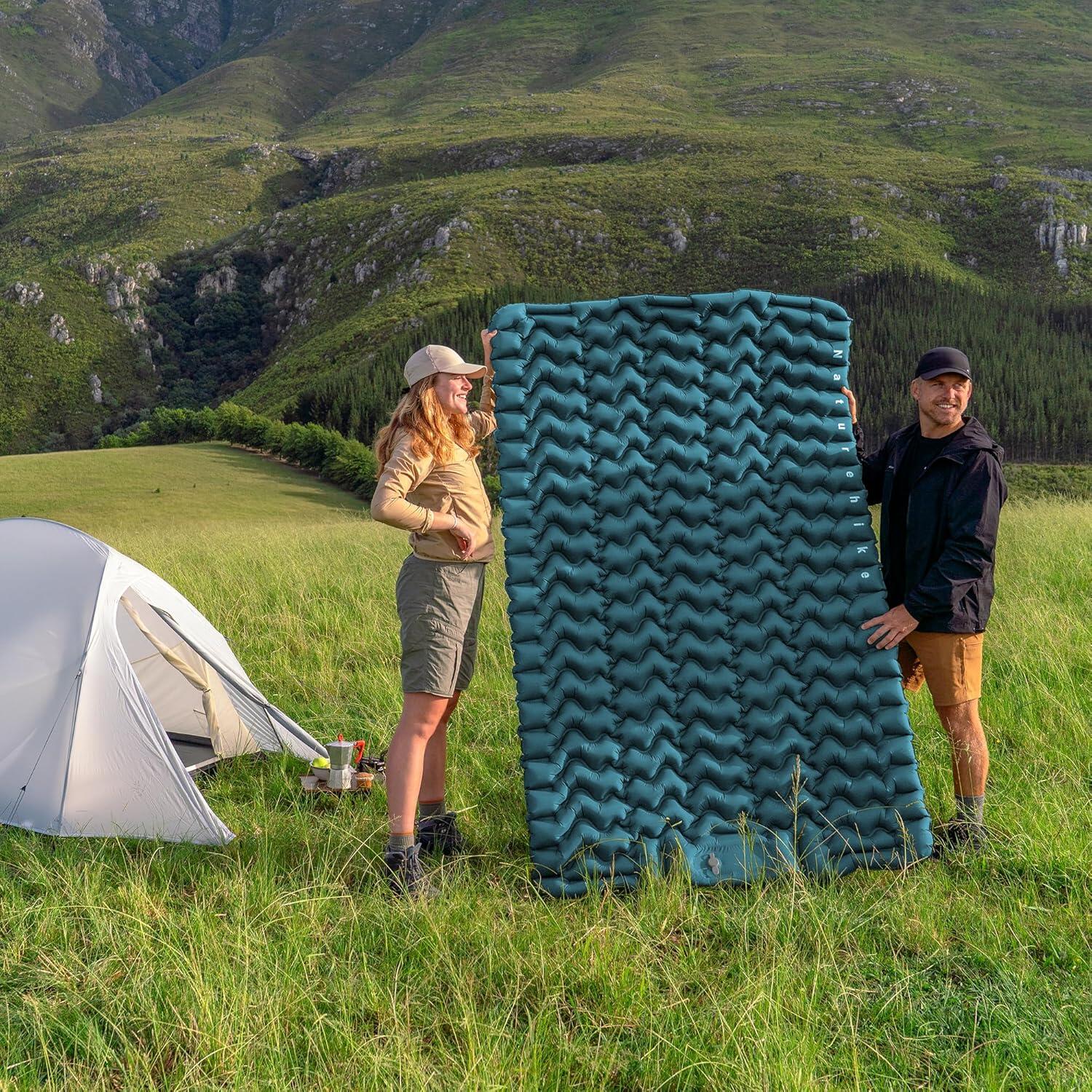 Colchoneta hinchable Naturehike doble FC01 Azul con bomba de pie 3/3