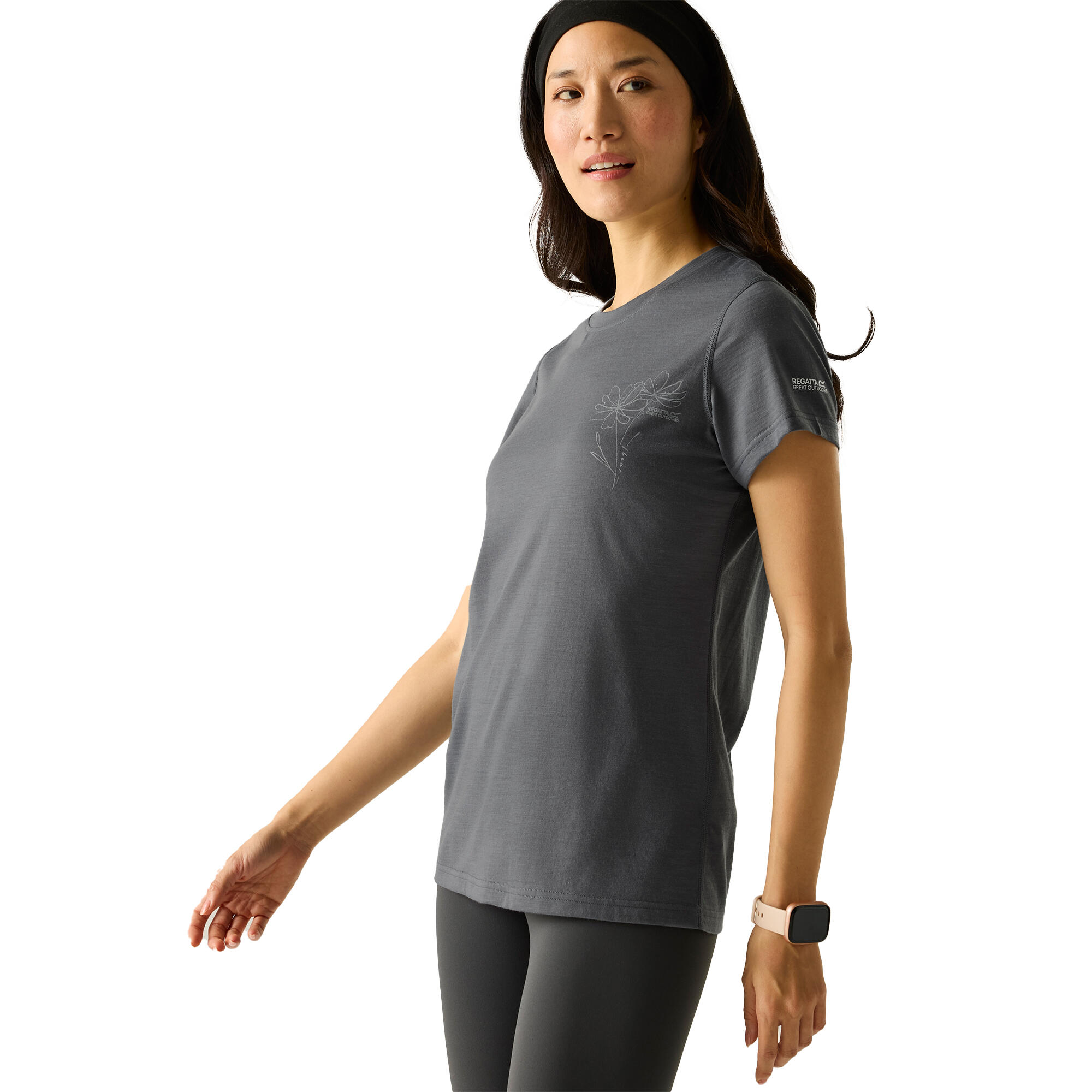 Tshirt Manches Courtes Motif/style Fleurs ESCADE Femme (Gris Foncé Imprimé 4/5