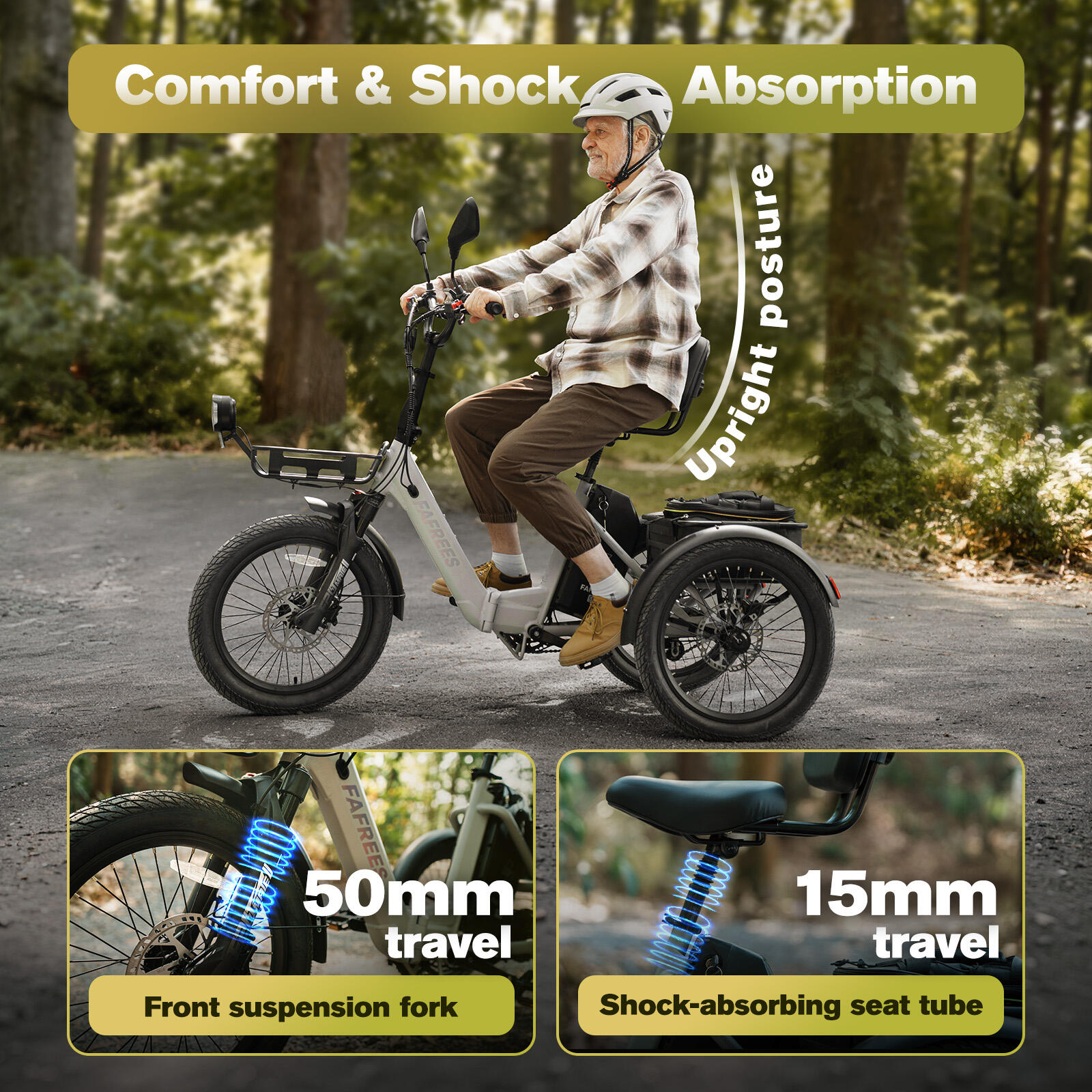 Triciclo elettrico cargo FAFREES F20 Mate II per anziani, batteria da 48V 25Ah 7/7